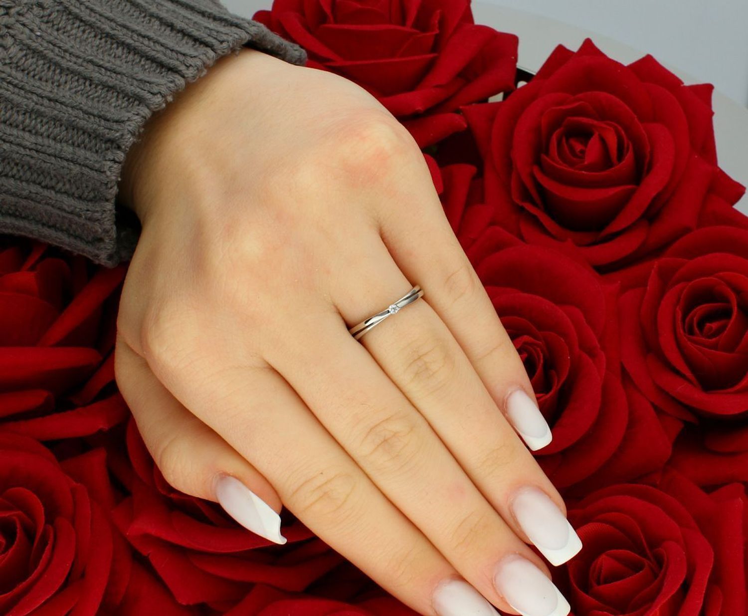 Pierścionek damski białe złoto próba 585, DIA-PRS-5828-585.jpg