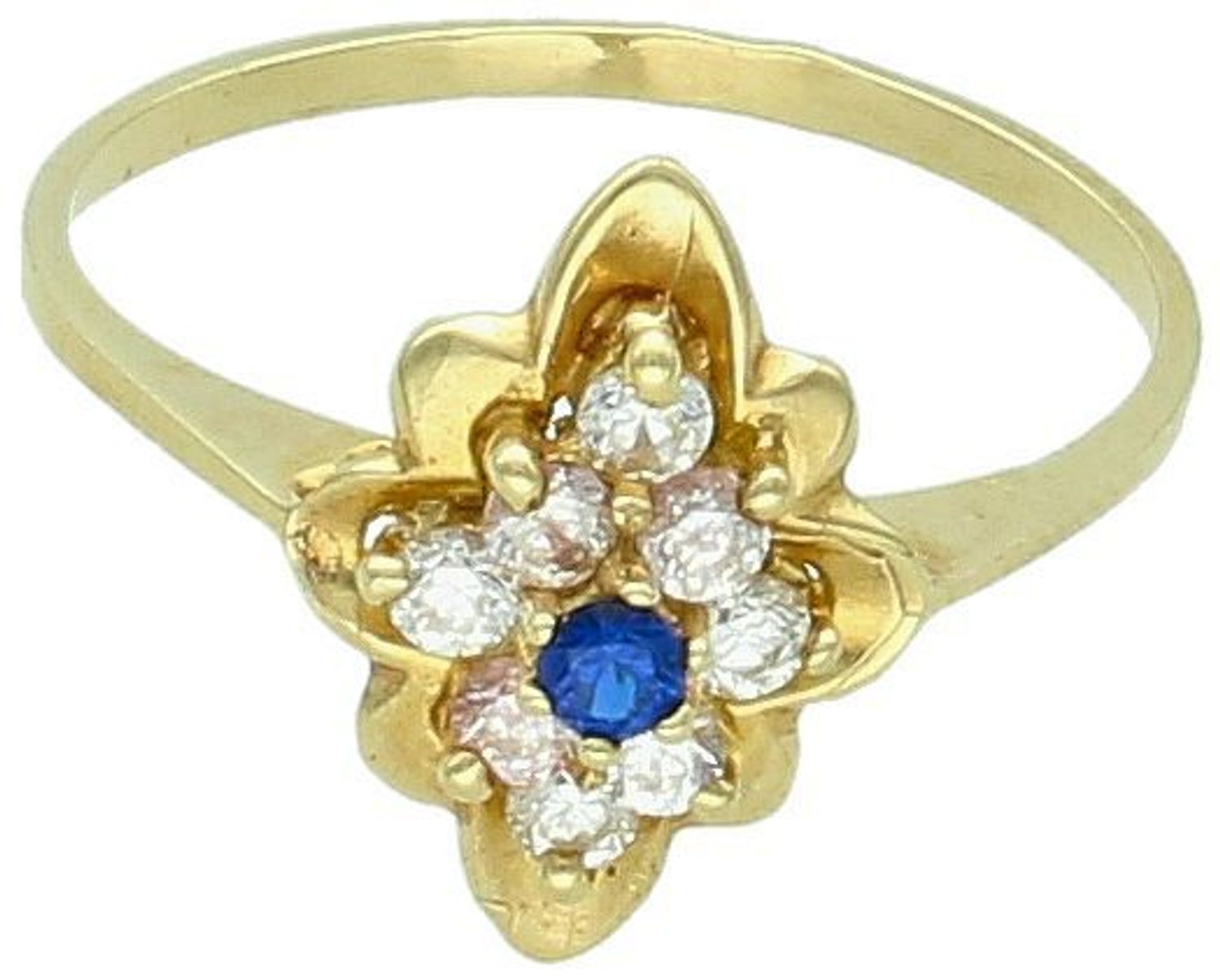 Złoty pierścionek z kolorową cyrkonią próba 585 rozmiar 11, DIA-PRS-5829-585. Delikatny, ale przyciągający wzrok pierścionek z kolorową cyrkonią, który zachwyci każdą miłośniczkę biżuterii. 1.jpg