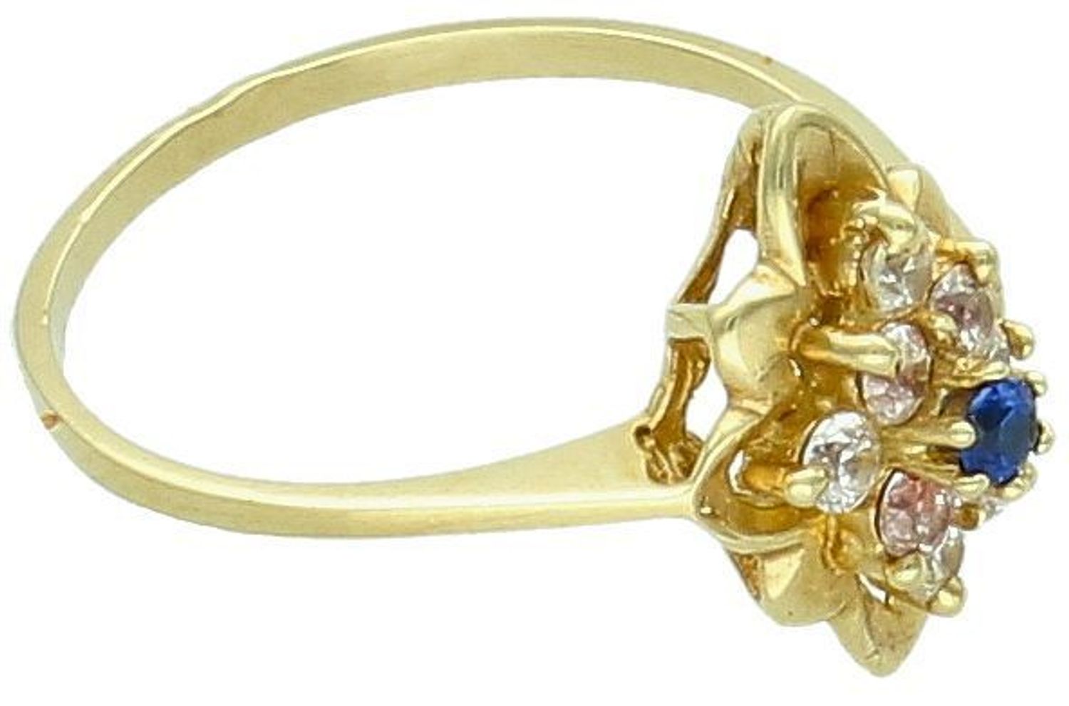 Złoty pierścionek z kolorową cyrkonią próba 585 rozmiar 11, DIA-PRS-5829-585. Delikatny, ale przyciągający wzrok pierścionek z kolorową cyrkonią, który zachwyci każdą miłośniczkę biżuterii. 1.jpg