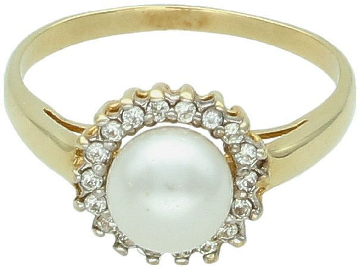 Pierścionek damski złoty próba 585, perła z cyrkoniami DIA-PRS-5833-585 Ten wyjątkowy pierścionek damski to subtelna kombinacja klasyki i elegancji. Wykonany z wysokiej jakości złota próby 1.jpg