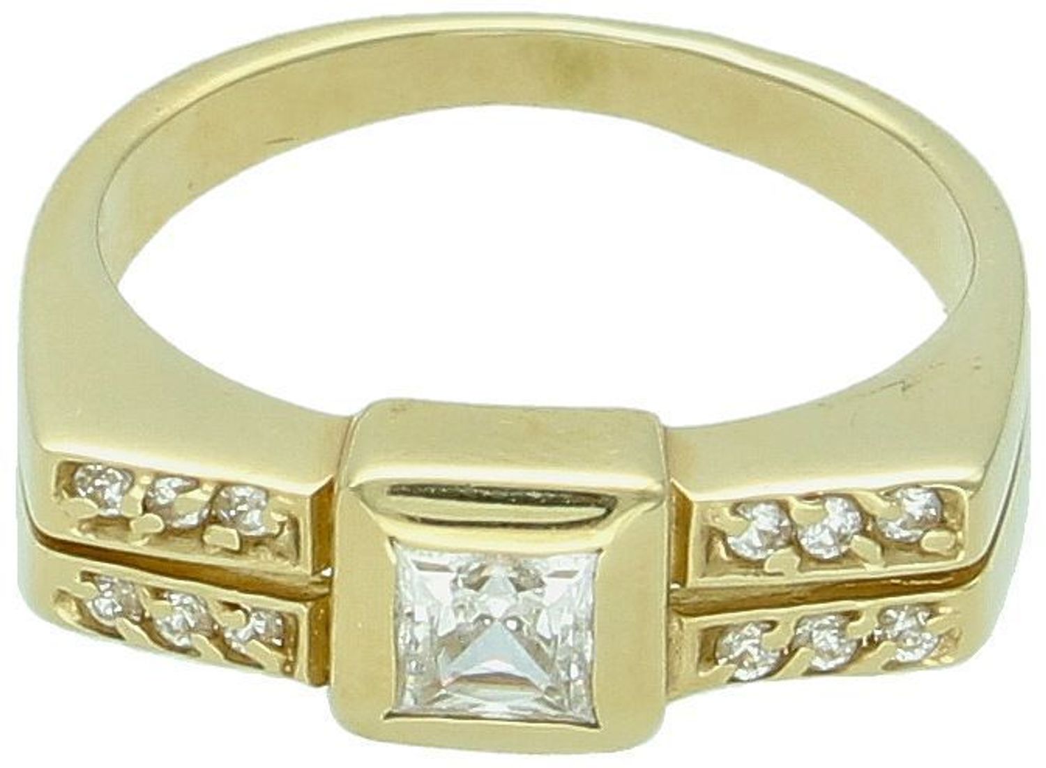 Złoty pierścionek damski 585 z cyrkoniami, model DIA-PRS-6045-585. Waga 3,95 g, rozmiar 13. Klasyczna elegancja i blask w jednym. Kup online w naszym sklepie z biżuterią!1.jpg