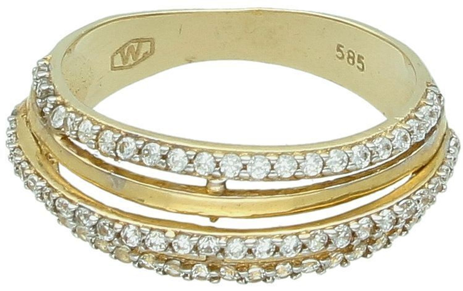 Złoty pierścionek damski z cyrkoniami próba 585. Rozmiar 13, 3,00 g. Klasyczny, elegancki design. Idealny na prezent. Kup teraz w naszym sklepie z biżuterią!1.jpg