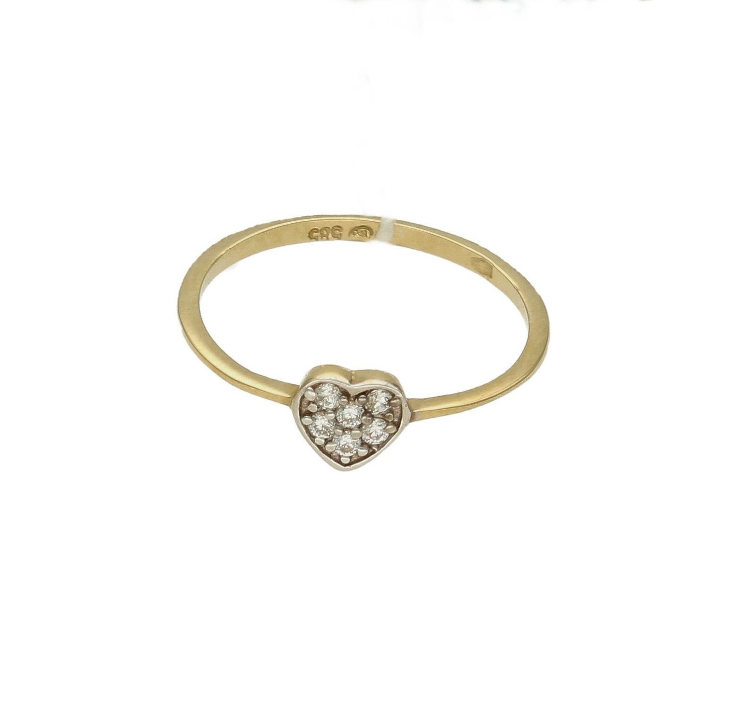 Złoty pierścionek 585 serduszko w cyrkoniach DIA-PRS-6048-585.  Złoty pierścionek prosty ozdobiony serduszkiem z cyrkonii. Piękny pierścionek wykonany z wysokiej jakości złota próby 585. Pierścionek idealny na zaręczyny (4).jpg