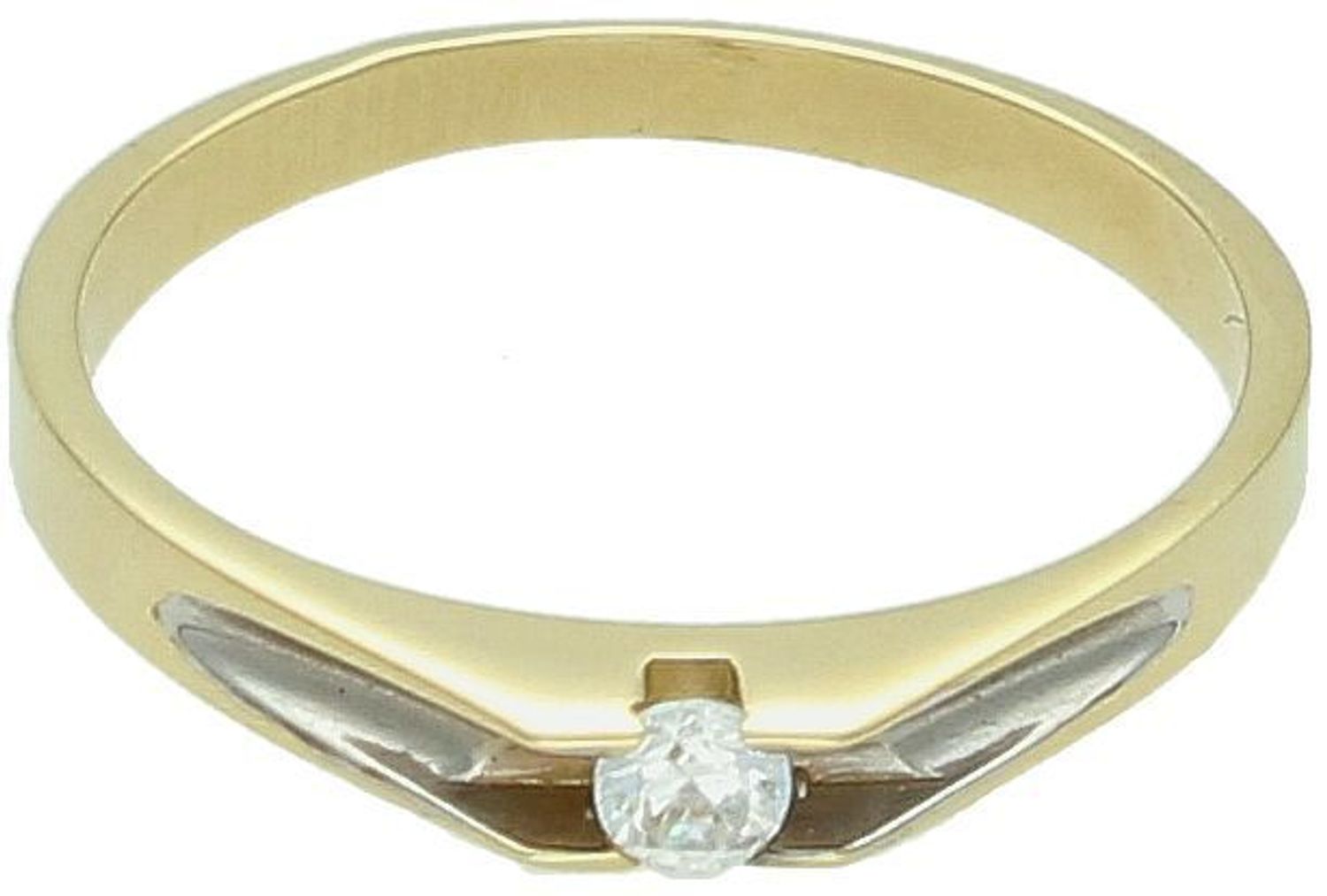 Złoty pierścionek zaręczynowy z cyrkonią próba 585 rozmiar 12, DIA-PRS-6050-585. Elegancki pierścionek zaręczynowy wykonany z żółtego złota o próbie 585, ozdobiony piękną cyrkonią i 1.jpg