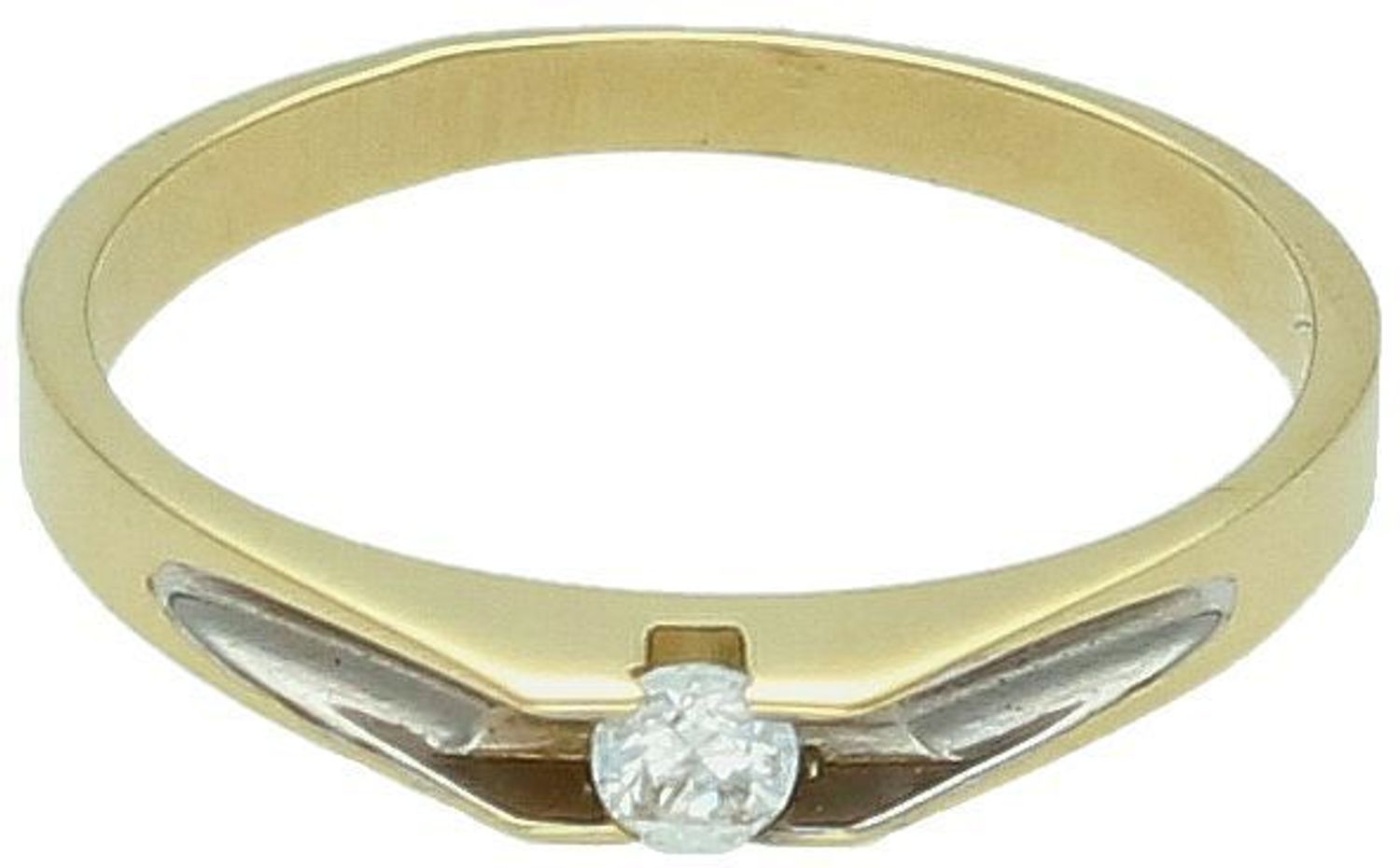 Złoty pierścionek zaręczynowy z cyrkonią próba 585 rozmiar 12, DIA-PRS-6050-585. Elegancki pierścionek zaręczynowy wykonany z żółtego złota o próbie 585, ozdobiony piękną cyrkonią i 1.jpg