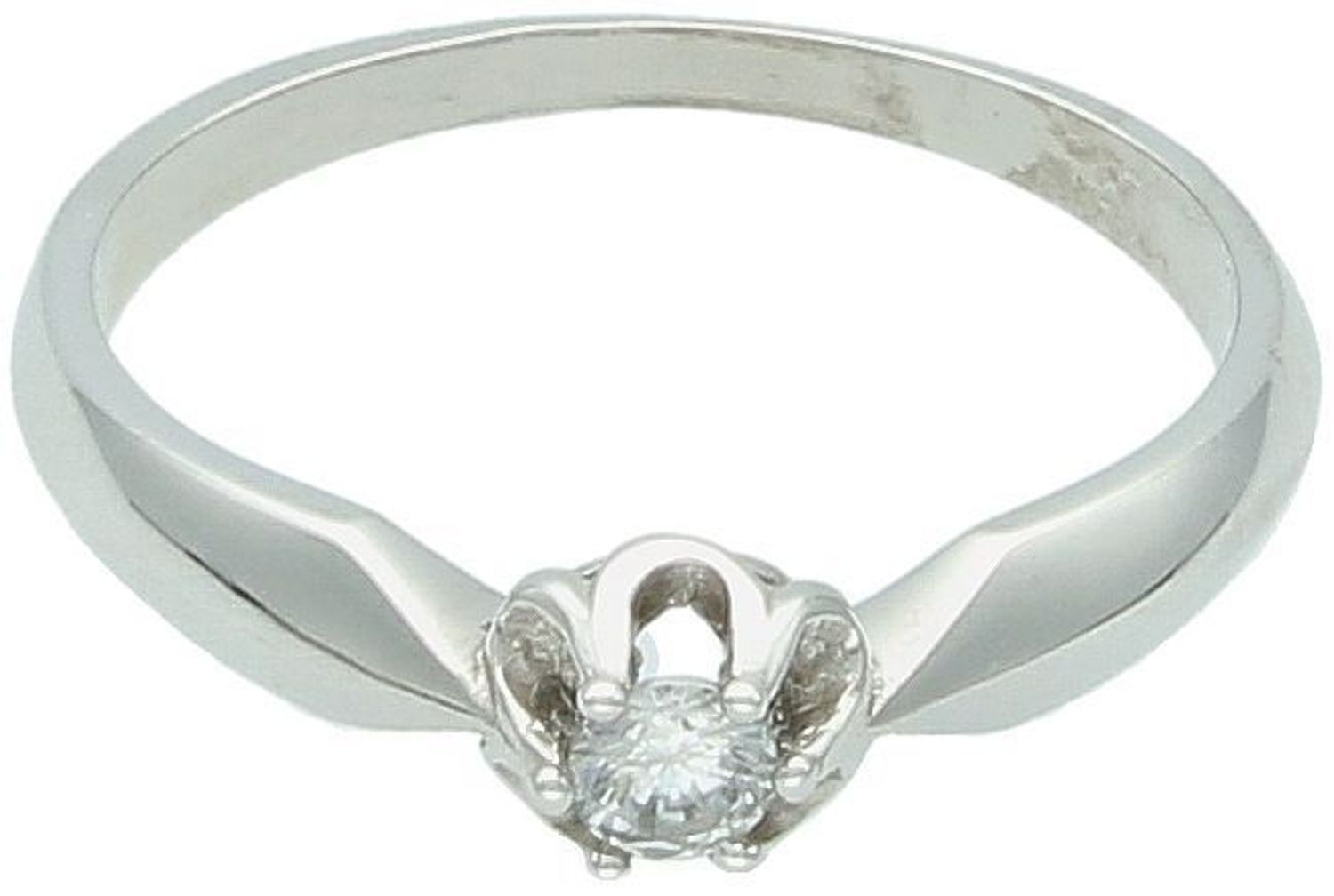 Złoty pierścionek damski próby 585 w białym złocie z cyrkonią. Waga 1,93 g, rozmiar 12, szerokość szyny 1 mm. Elegancka biżuteria idealna na prezent.1.jpg