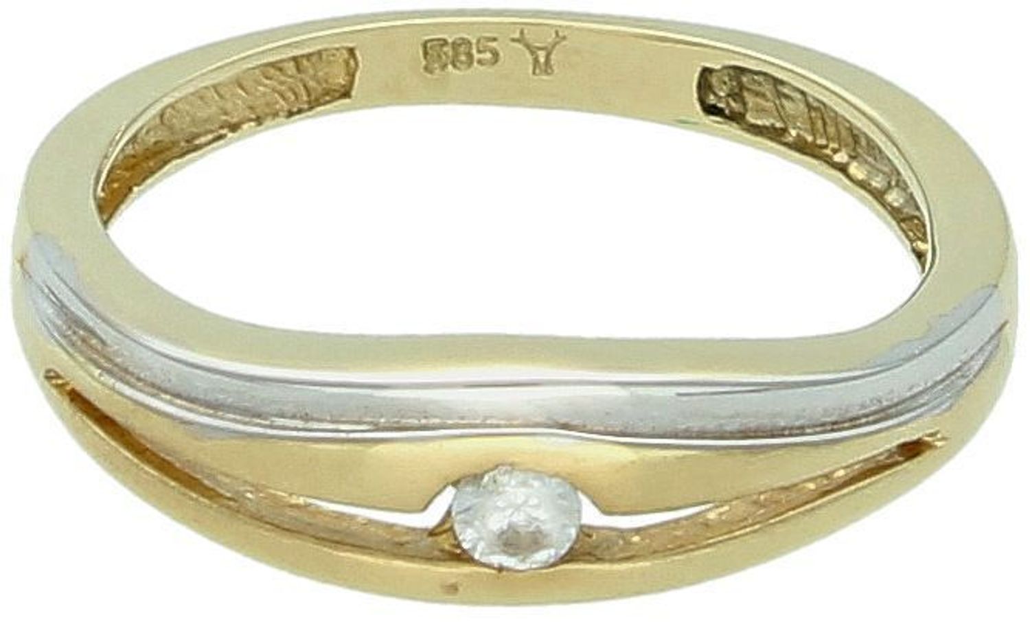 Złoty pierścionek damski próba 585 z białym złotem i cyrkonią. Model DIA-PRS-6060-585, 2,36 g. Subtelny, elegancki, idealny na prezent. Sprawdź teraz!1.jpg