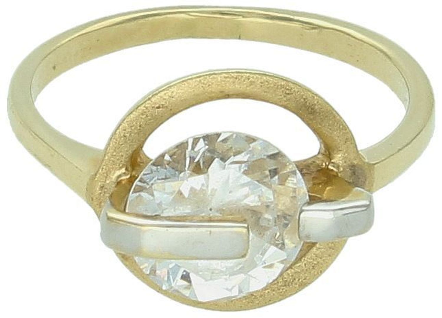 Olśniewający złoty pierścionek damski próby 585 z dużą cyrkonią. Waga 3,41 g, szerokość ozdobnego elementu 1,2 cm – idealny na prezent lub zaręczyny.1.jpg