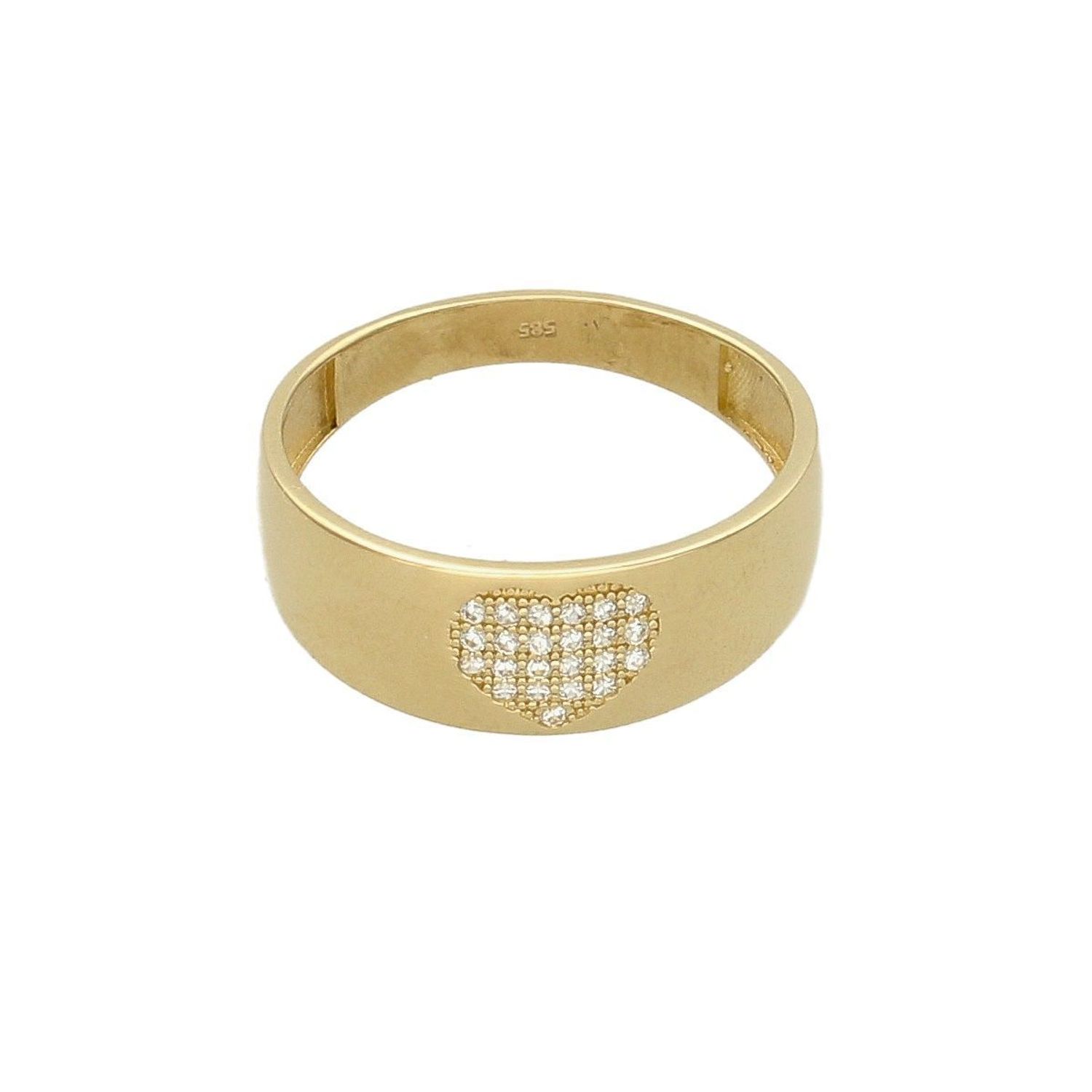 Złoty pierścionek szeroki Serduszko z cyrkonii DIA-PRS-6157-585. Złoty pierścionek damski. Złoty pierścionek z sercem. Złoty pierścionek z cyrkoniami. Złoty pierścionek dla ukocha (1).jpg