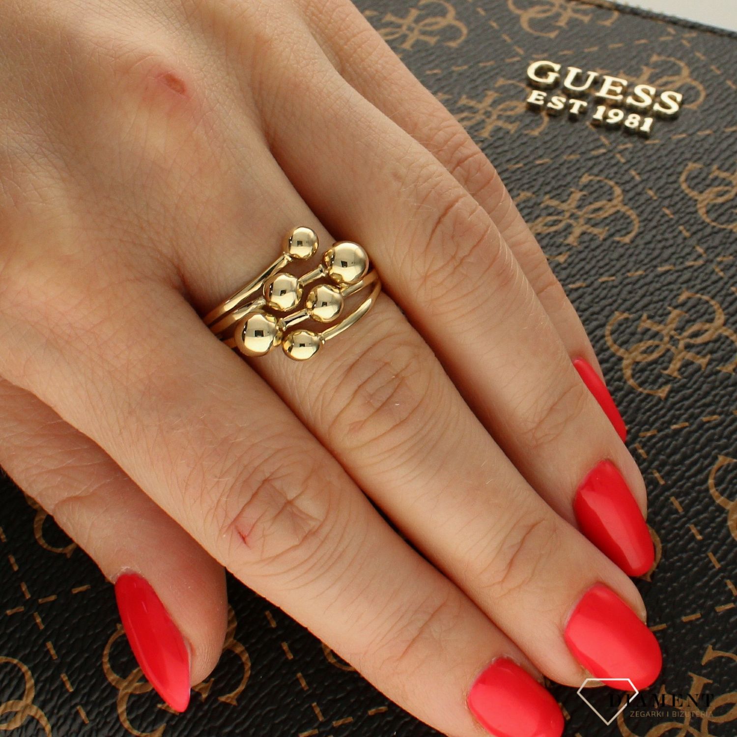 Złoty pierścionek 585 z gładkimi kulkami DIA-PRS-6159-585💎 Złoty pierścionek o nowoczesnej formie 💎 Pierścionek.jpg