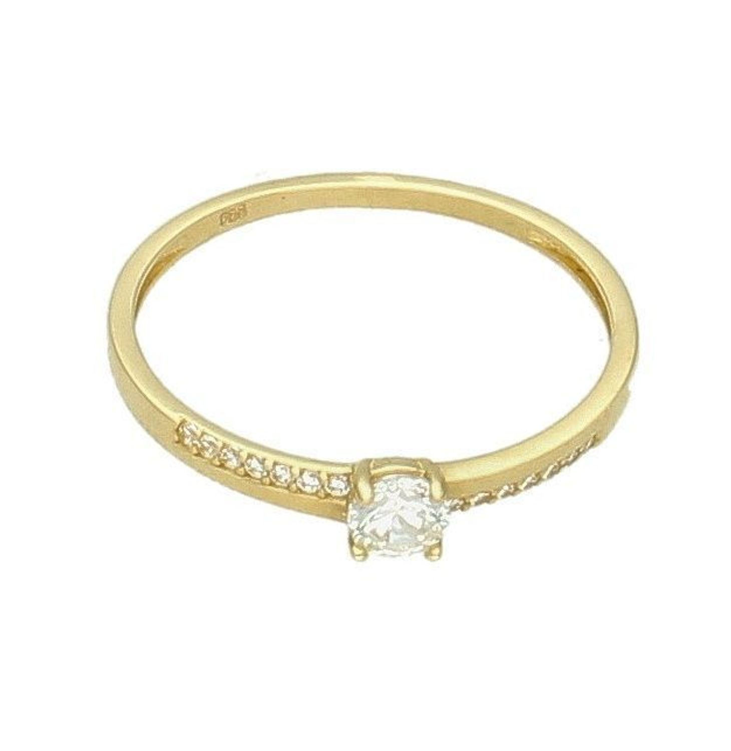 Złoty pierścionek zaręczynowy próby 585 z cyrkoniami DIA-PRS-6160-585. Elegancki pierścionek z kolorze żółtego.jpg