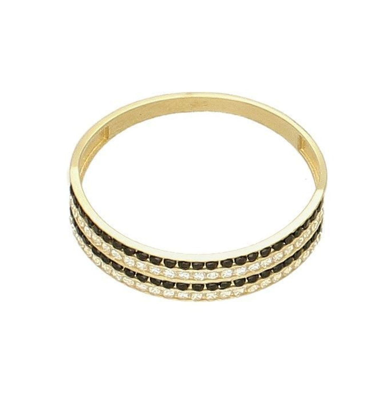 Złoty pierścionek 585 biało czarnymi cyrkoniami DIA-PRS-6161-585  ✓Prawdziwe złoto✓.jpg