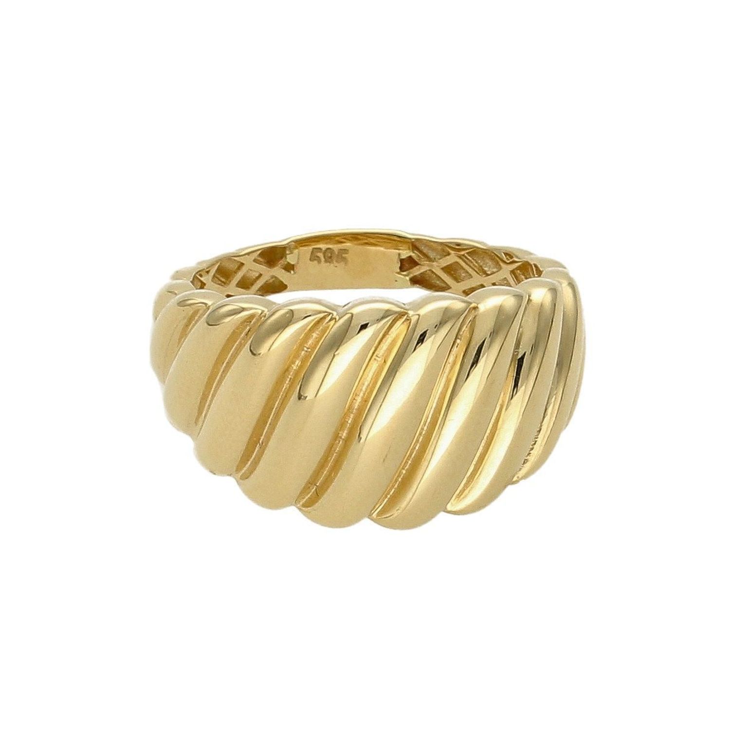 Złoty pierścionek 585 o pofalowanej fakturze DIA-PRS-6193-585.  Złoty pierścionek damski. Złoty pierścionek płaski. Złoty pierścionek grawerowany. Złoty pierścionek zaręczynowy. Złoty pierścionek dla ukoc (1).jpg