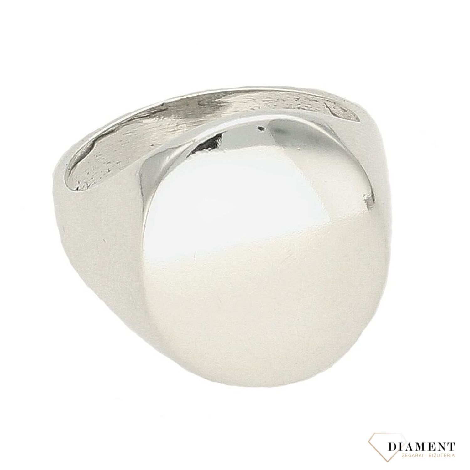 Pierścionek srebrny sygnet z owalnym oczkiem 925 DIA-PRS-6308-925.  Gładki sygnet wykonany z najwyższej próby srebra. Męska i da.jpg