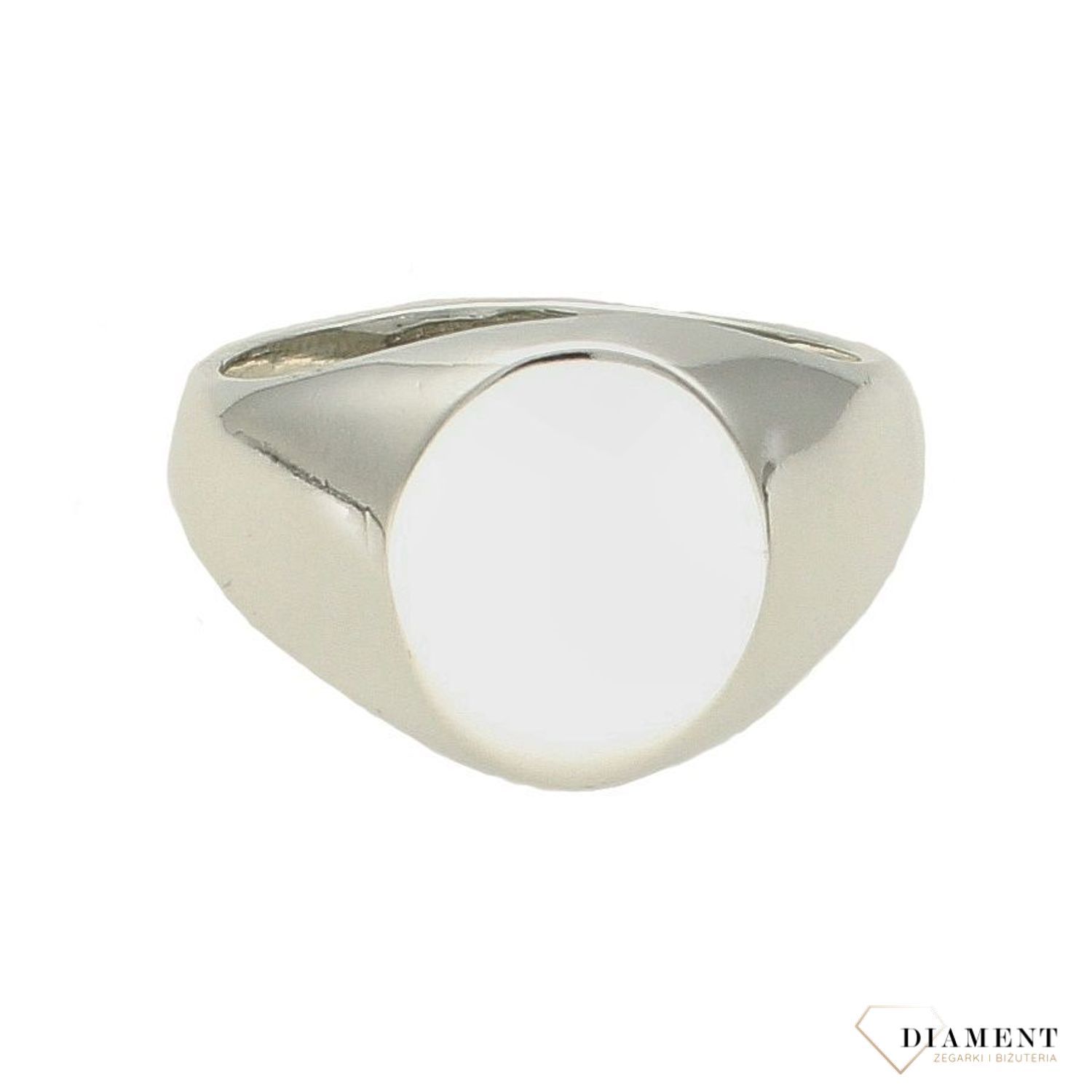 Pierścionek srebrny sygnet z okrągłym oczkiem 925 DIA-PRS-6310-925. Gładki sygnet wykonany z najwyższej próby srebra. Męska i da.jpg