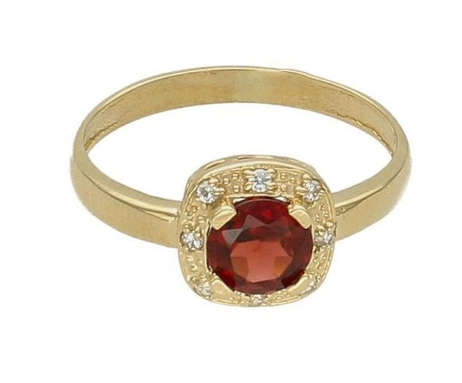 Złoty pierścionek 585 z granatem naturalnym i certyfikatem DIA-PRS-6490-585.jpg