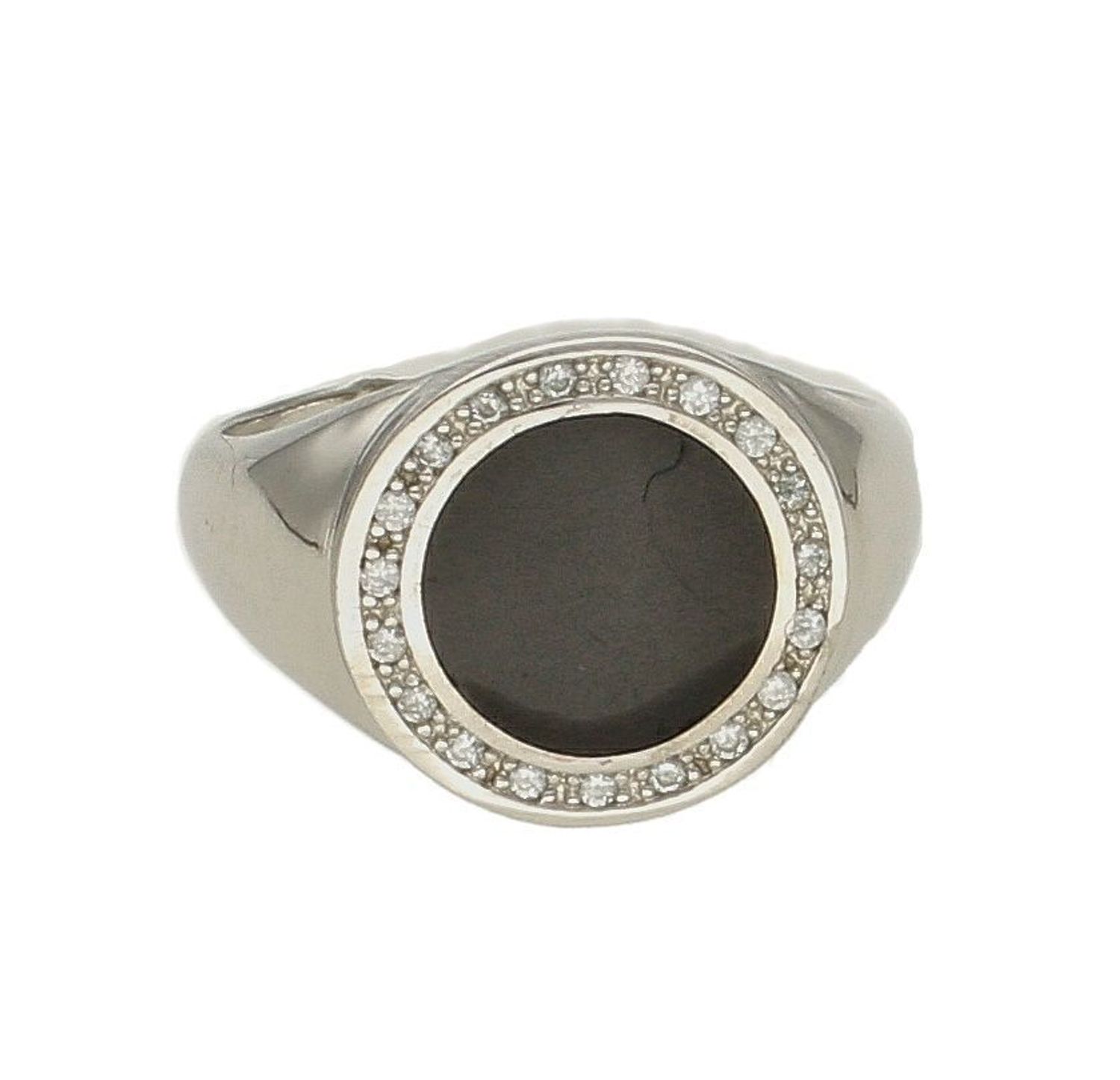 Sygnet męski srebrny z czarnym oczkiem i cyrkonią 925 DIA-PRS-6642-925. Męski pierścionek. Pomysł na prezent dla mężczyzny. Biżu.jpg