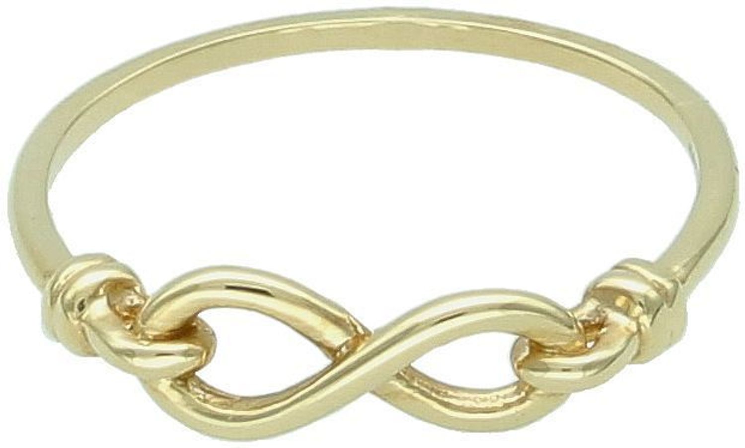 Złoty pierścionek próby 585 z symbolem nieskończoności. Lekki, kobiecy model o wadze 1,23 g – doskonały na prezent lub jako wyraz trwałego uczucia.1.jpg
