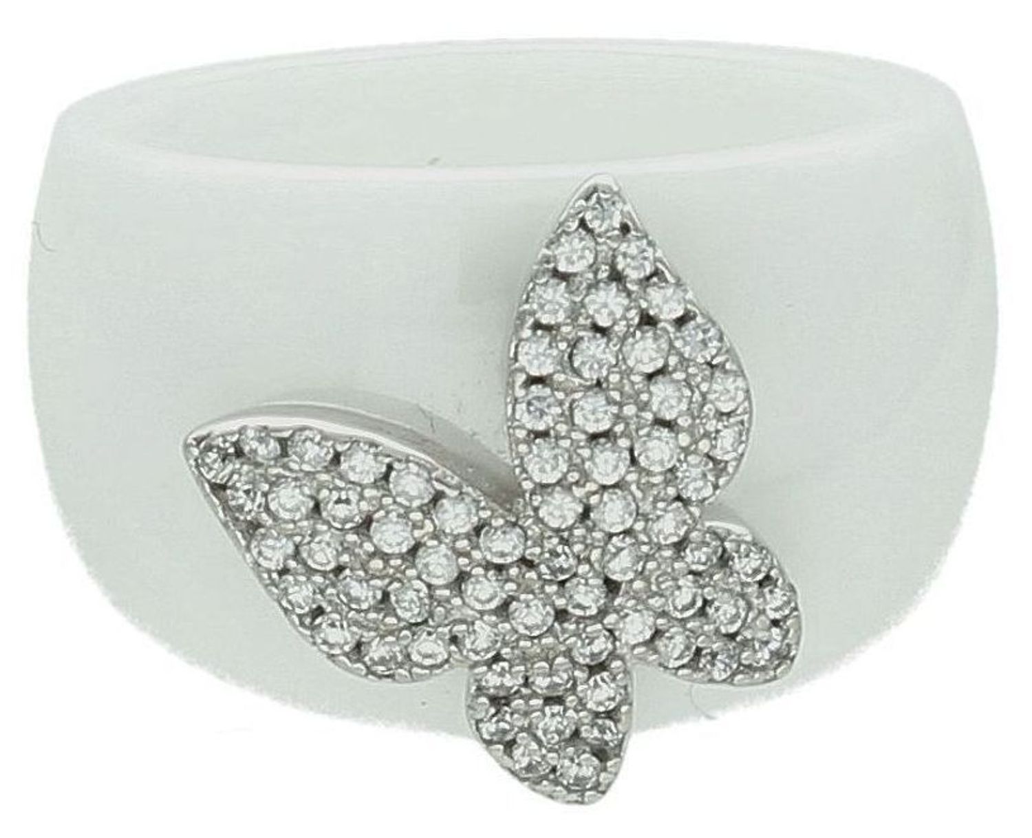 Ceramiczny pierścionek damski 925 biała ceramika Motyl Cyrkonie rozmiar 12 DIA-PRS-7155-925 6.jpg
