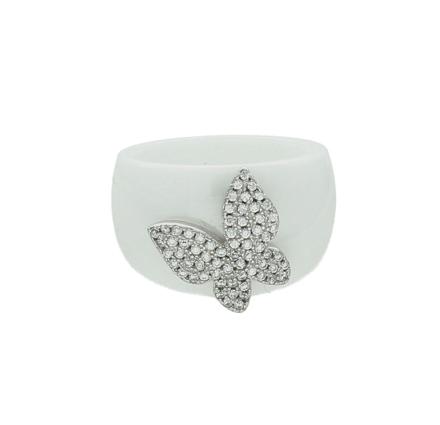 Ceramiczny pierścionek damski 925 biała ceramika Motyl Cyrkonie rozmiar 12 DIA-PRS-7155-925 6.jpg