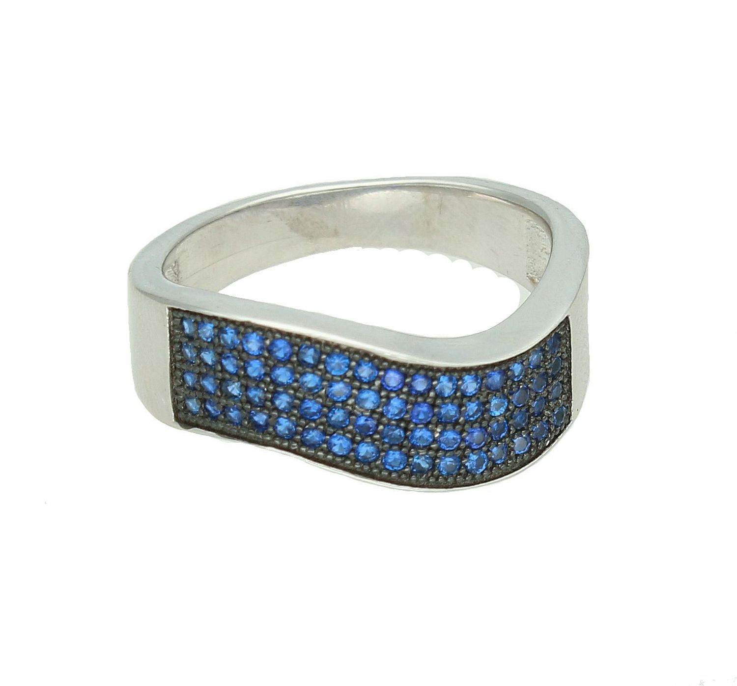 Pierścionek srebrny 925 fala z granatowymi cyrkoniami rozmiar 12 DIA-PRS-7158-925. Srebrny pierścionek damski. Srebrny pierścionek z cyrkonią. Pierścionek z granatową cyrkonią dla kobiety, Pierścionek damski na prezent..jpg