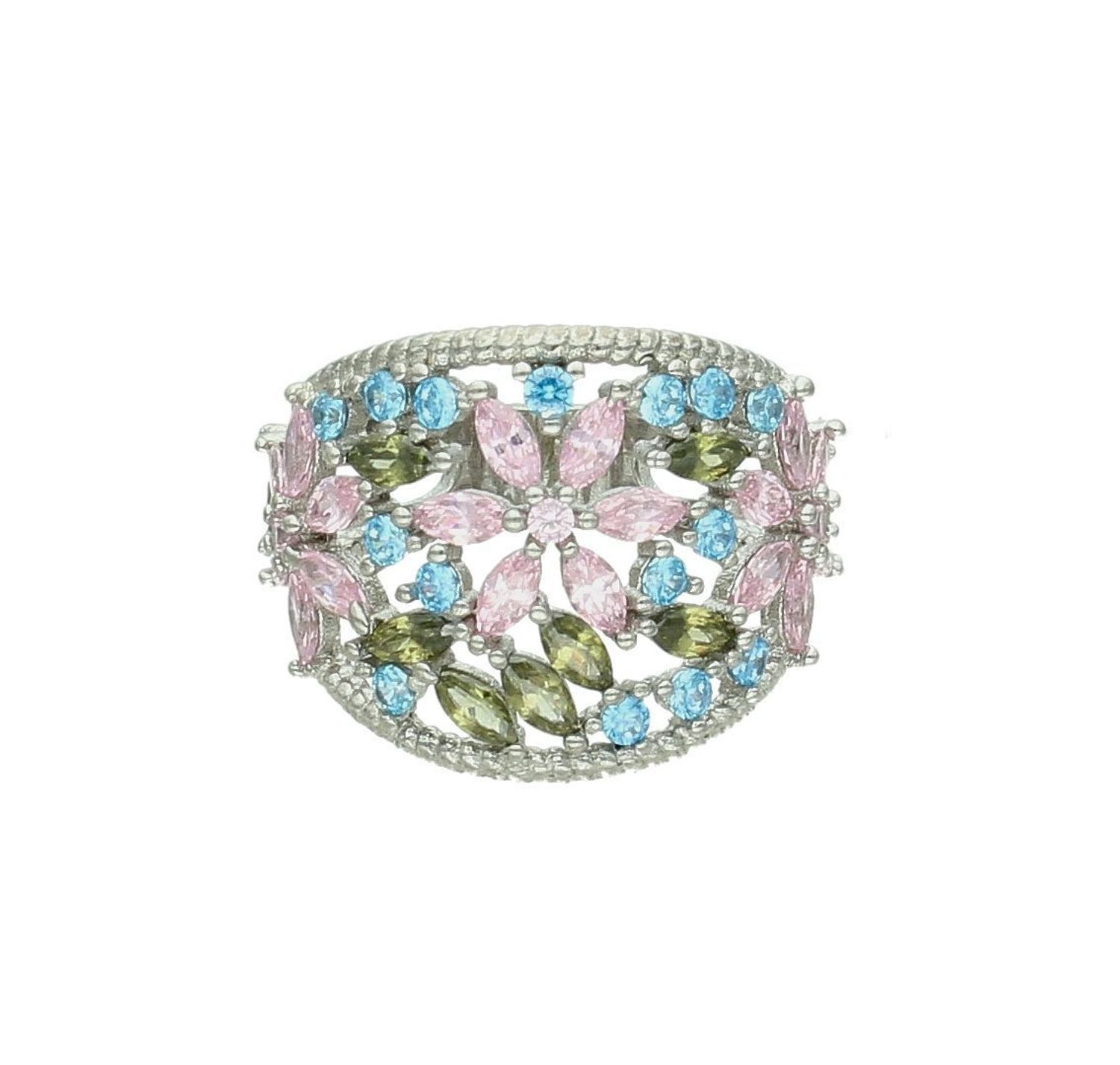 Srebrny pierścionek Kolorowe kwiaty 925 szeroki z kolorowymi cyrkoniami rozmiar 11 DIA-PRS-7170-925 2.jpg