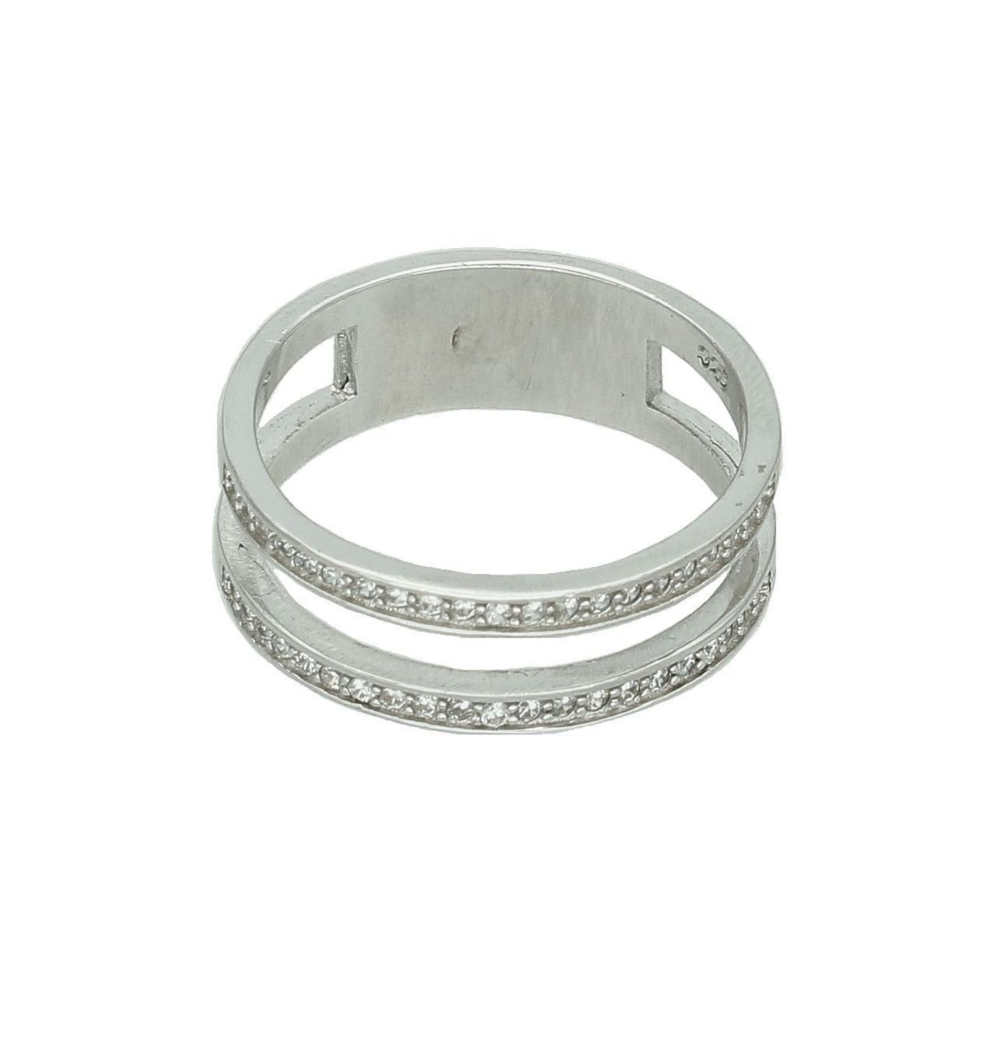 Srebrny pierścionek damski 925 podwójny z cyrkoniami rozmiar 16 DIA-PRS-7181-925.jpg