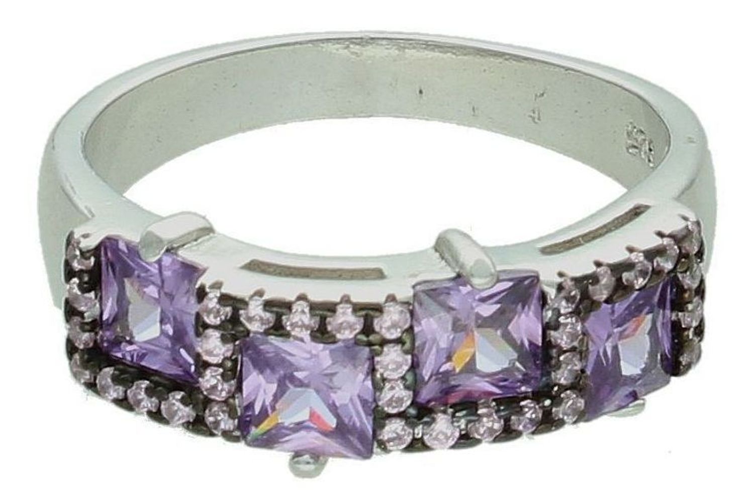 Srebrny pierścionek damski 925 z fioletowymi cyrkoniami rozmiar 17 DIA-PRS-7197-925.jpg