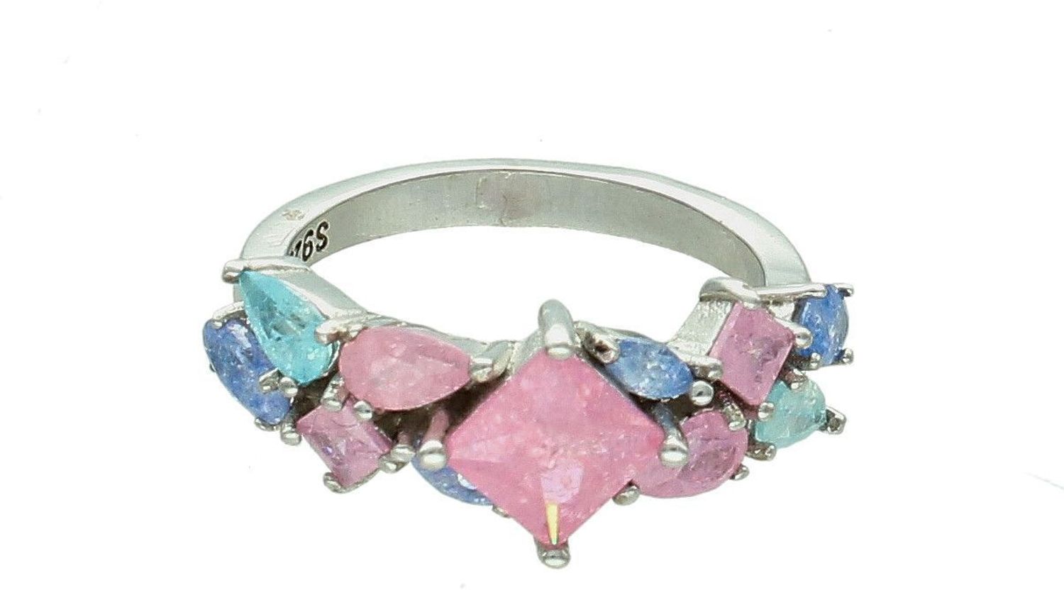 Srebrny pierścionek damski 925 z kolorowymi cyrkoniami rozmiar 14 DIA-PRS-7207-925.  Srebrny pierścionek damski. Pierścionek srebrny damski z klasyczny. Pierścionek srebrny z cyrkoniami. Srebrny pierścionek damski na prezent (2).jpg