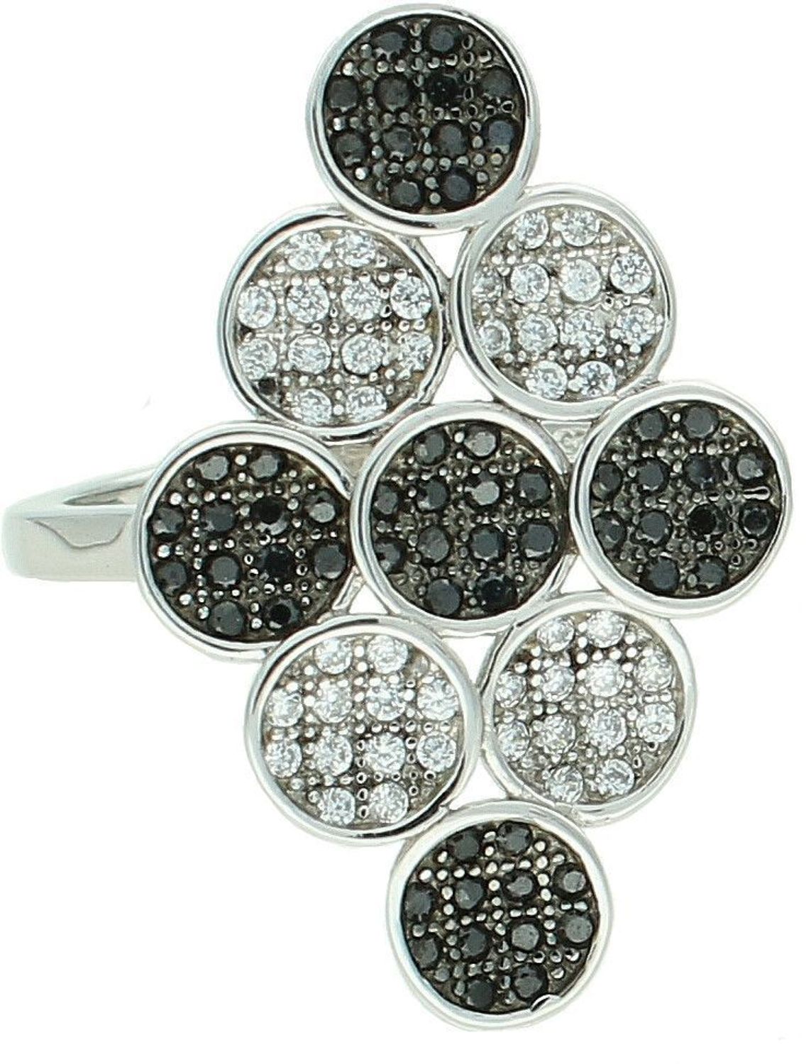 Srebrny pierścionek damski 925 z cyrkoniami czarno-biały DIA-PRS-7212-925.jpg