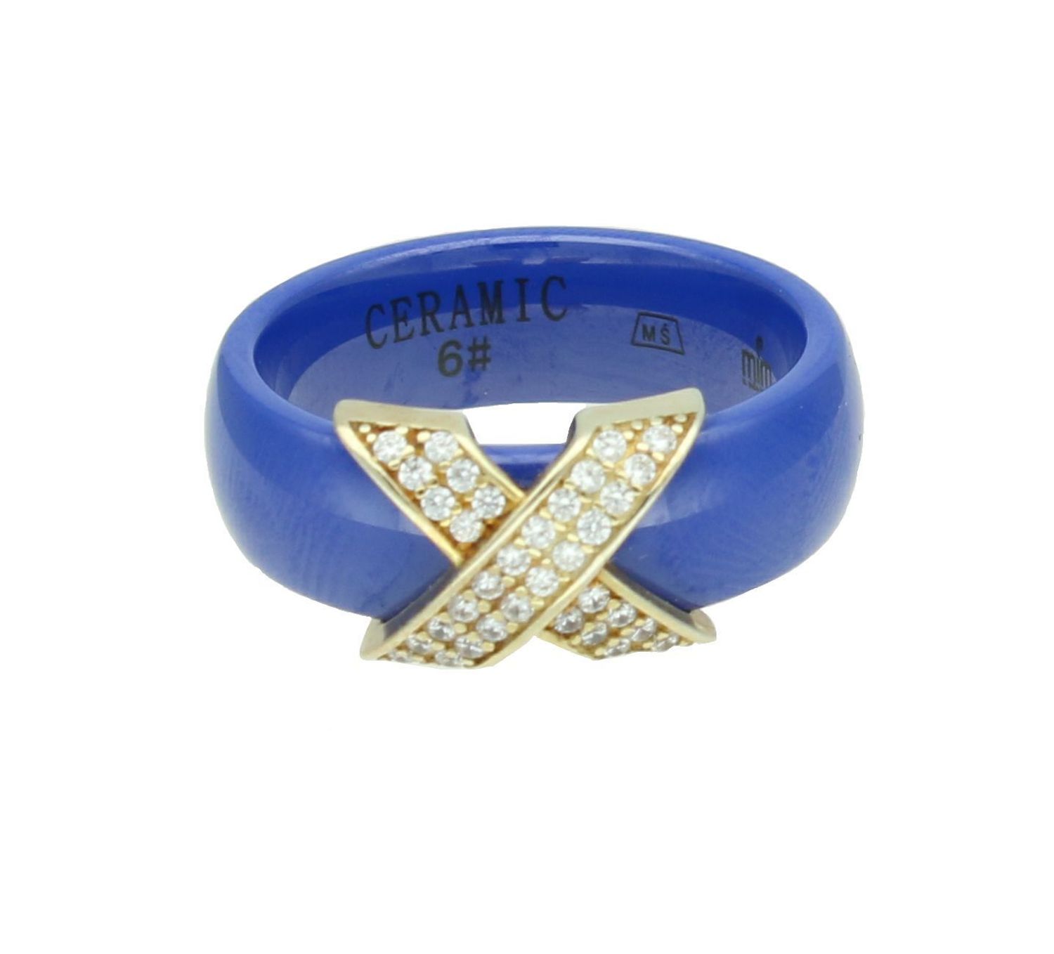 Pierścionek srebrny 925 niebieski ceramiczny z pozłacanym elementem DIA-PRS-7216-925 (2).jpg