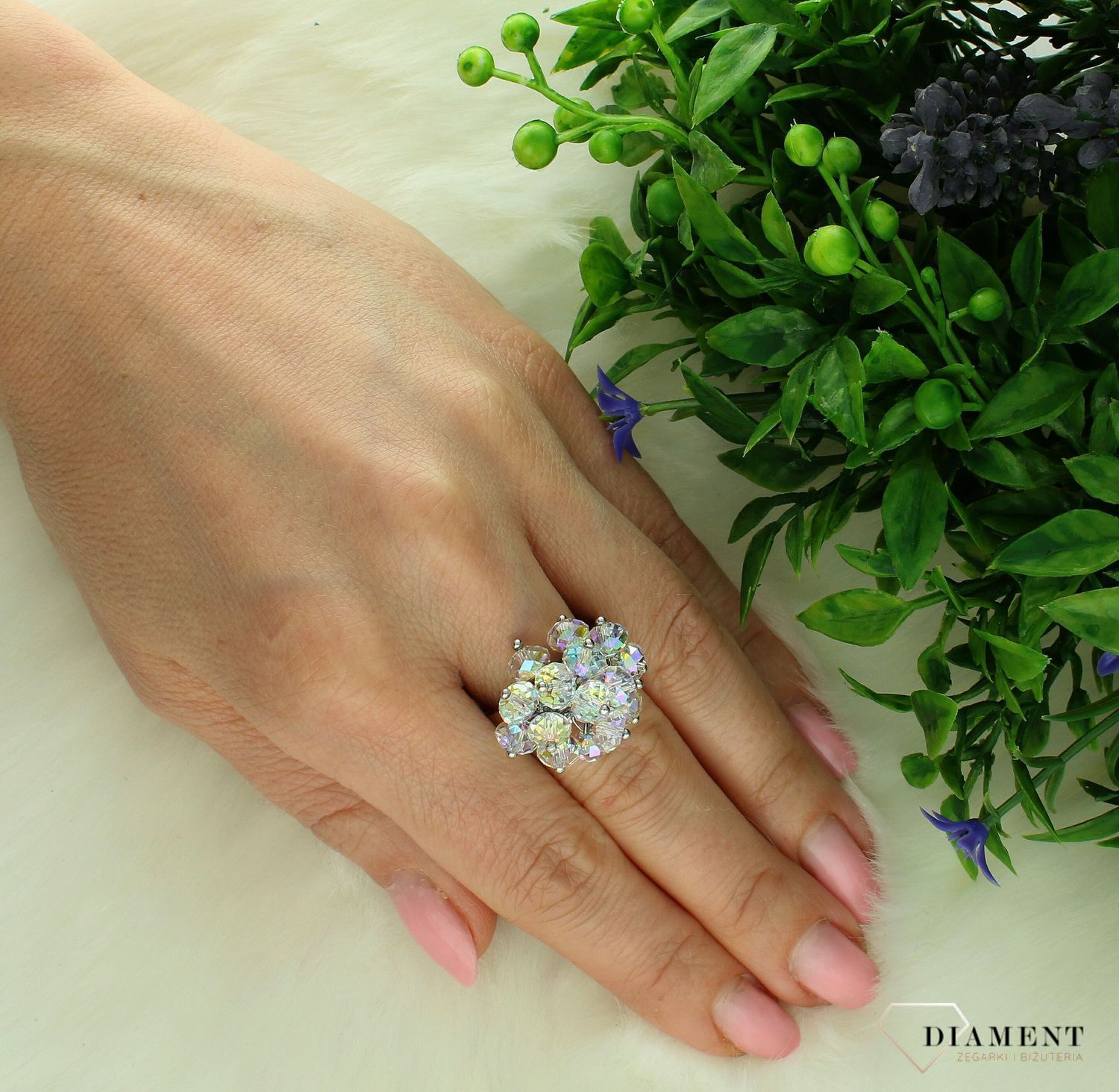 Srebrny pierścionek damski 925 bogato zdobiony opalizujący rozmiar 16 DIA-PRS-7222-925. Srebrny pierścionek damski. Srebrny pierścionek z cyrkoniami. Pierścionek srebrny dla kobiety, Pierścionek srebrny na prezent (4).jpg