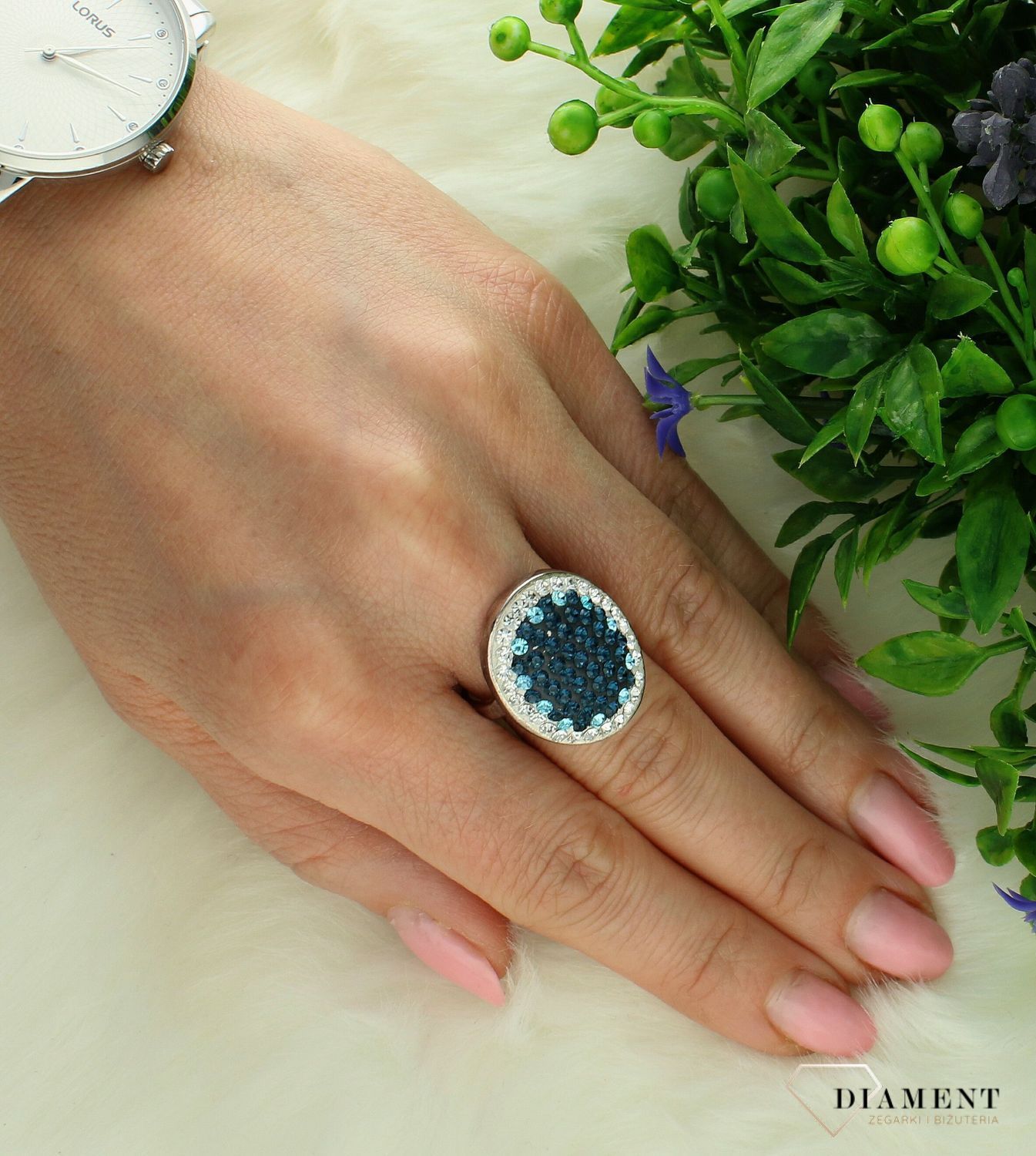 Srebrny pierścionek damski 925 owalny z niebieskimi cyrkoniami rozmiar 16 DIA-PRS-7225-925. Srebrny pierścionek damski. Srebrny pierścionek z cyrkoniami. Pierścionek srebrny dla kobiety, Pierścionek srebrny na prezent (2).jpg