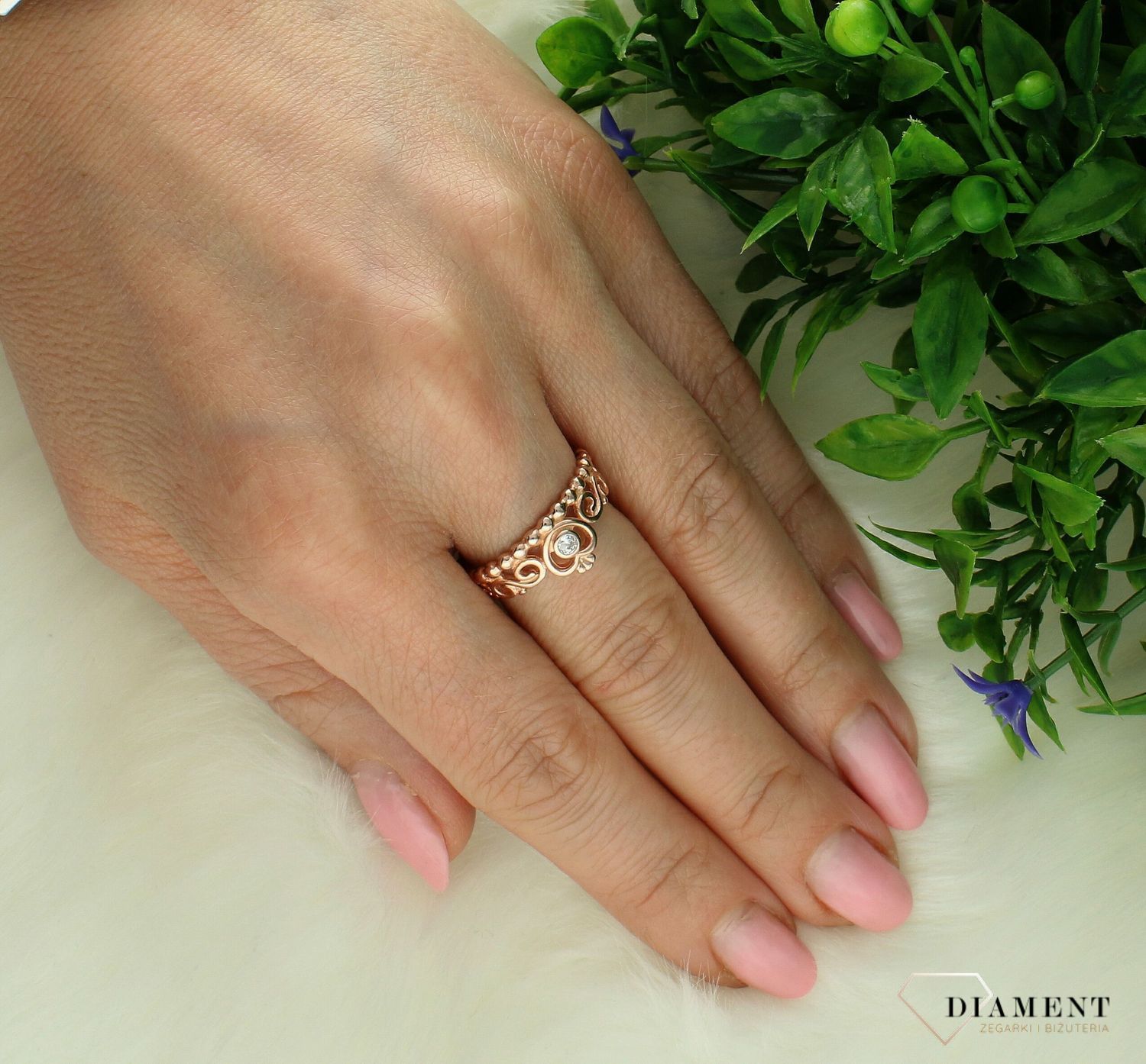 Srebrny pierścionek damski 925 ażurowa obrączka pokryta różowym złotem rozmiar 16 DIA-PRS-7247-925. Srebrny pierścionek damski. Srebrny pierścionek ażurowy. Pierścionek srebrny dla kobiety, Pierścionek srebrny na prezent (3).jpg