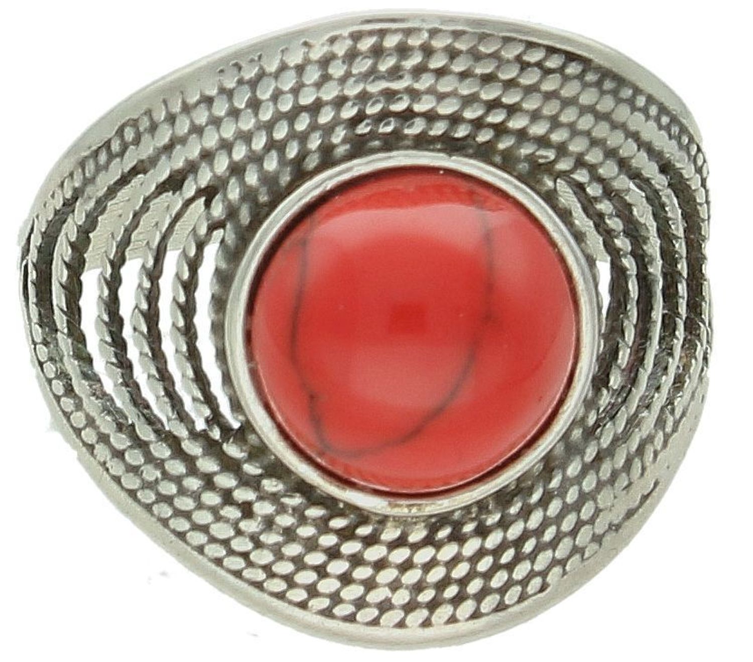 Pierścionek srebrny koral próba 925, DIA-PRS-7251-925 Srebrny pierścionek 925 z koralem o czerwonej barwie DIA-PRS-7251-925. Srebrny pierścionek wykonany z najwyższej jakości srebra o prostej formie.jpg