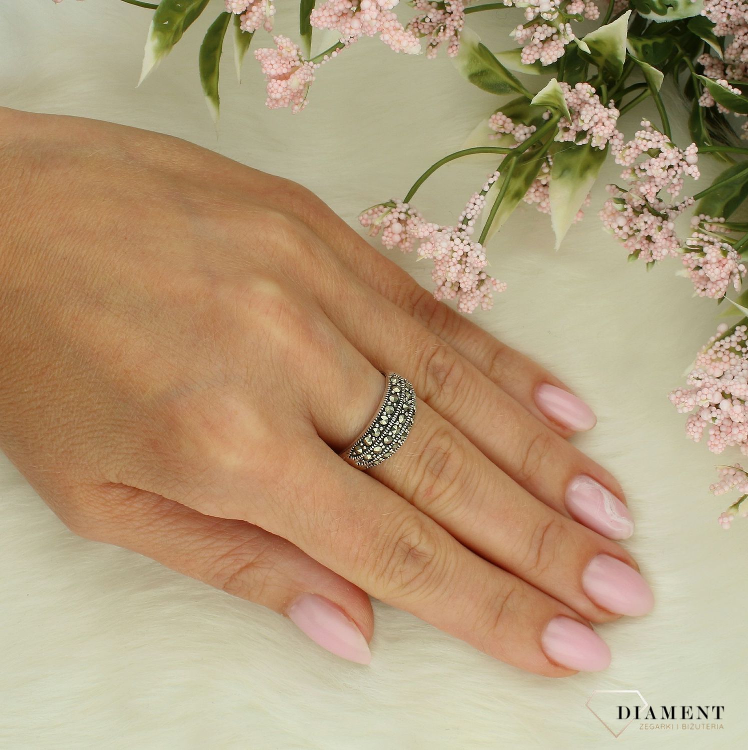 Srebrny pierścionek damski 925 z markazytami rozmiar 17 DIA-PRS-7252-925.jpg