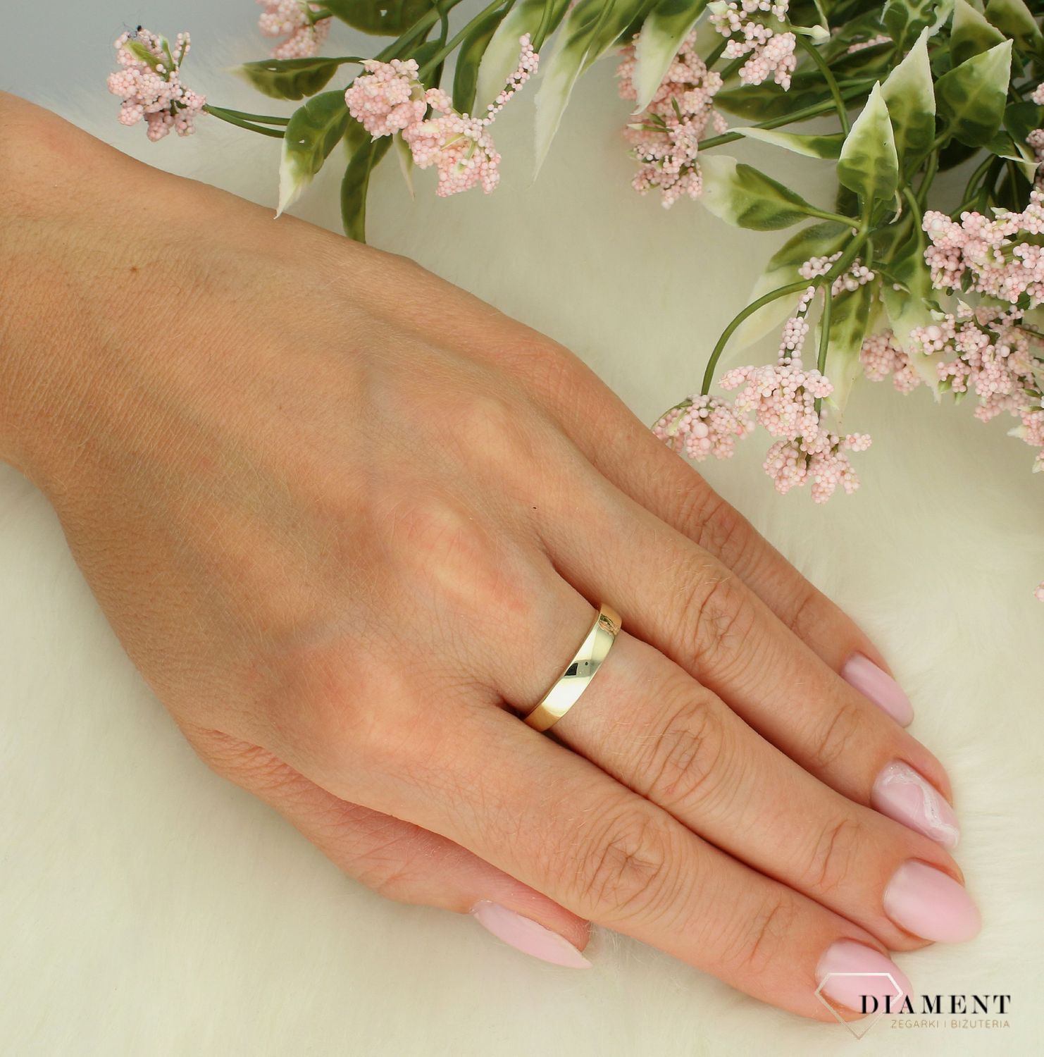 Złoty pierścionek damski srebro 925 pozłacana obrączka gładka rozmiar 15 DIA-PRS-7261-925 5.jpg