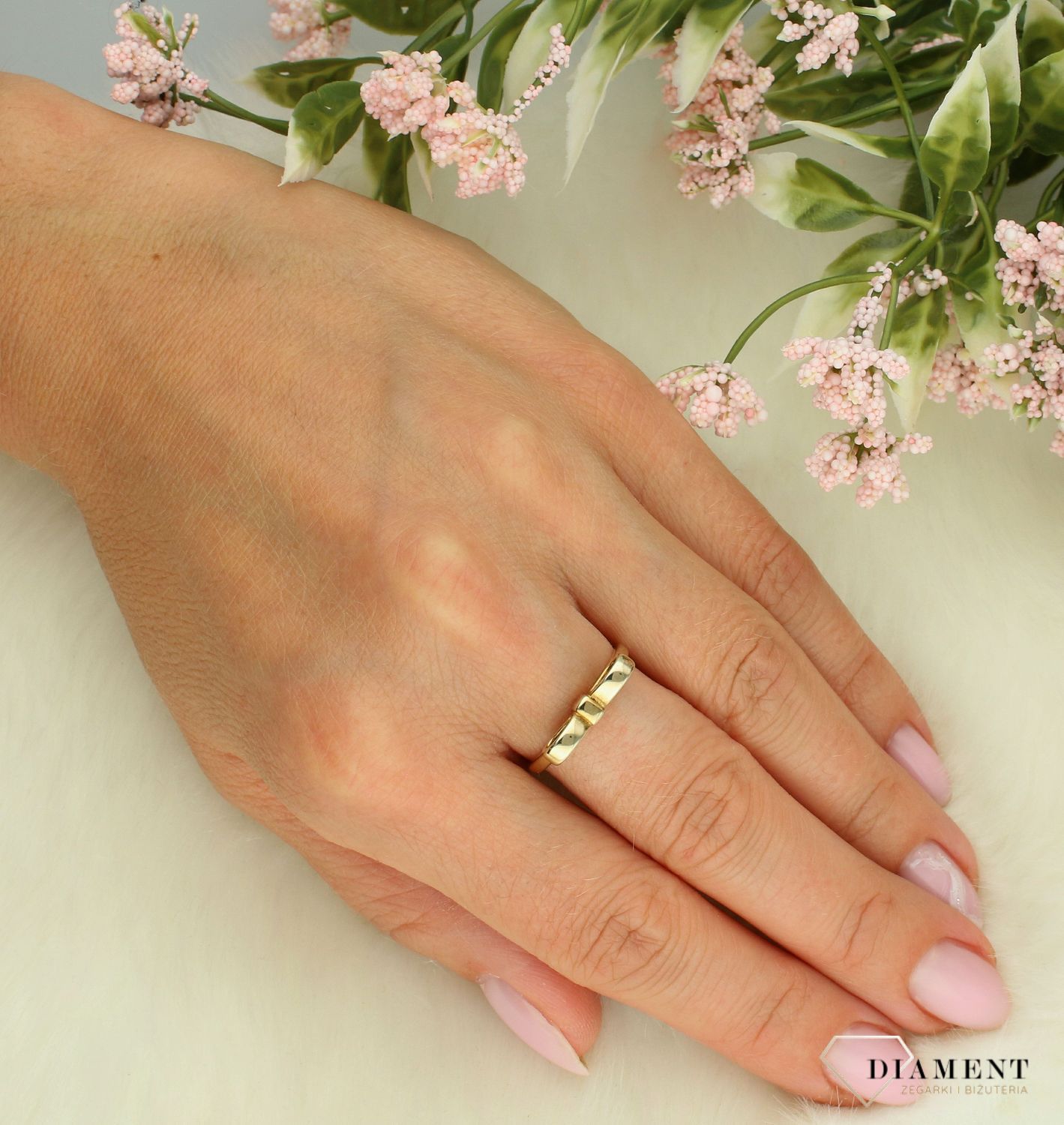 Złoty pierścionek damski srebro 925 kokardka rozmiar 14 DIA-PRS-7264-925 9.jpg