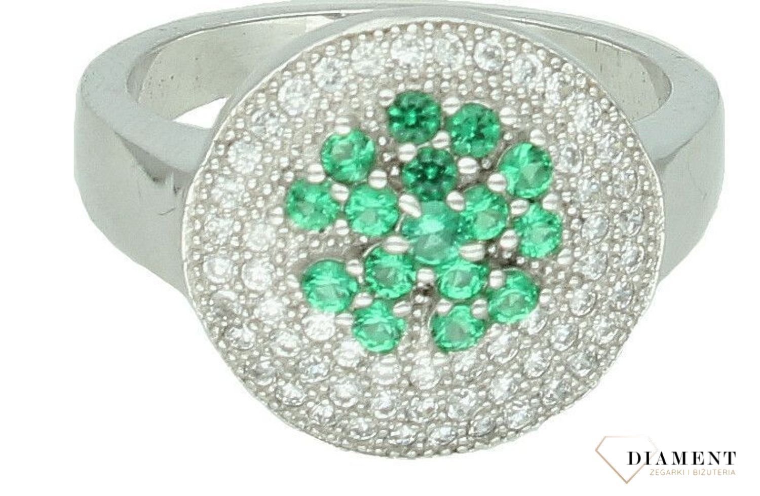 Srebrny pierścionek damski 925 Koniczynka na szczęście rozmiar 11 DIA-PRS-7272-925. Srebrny pierścionek damski. Pierścionek srebrny z zieloną koniczyną dla kobiety. Srebrny pierścionek damski na prezent.1.jpg