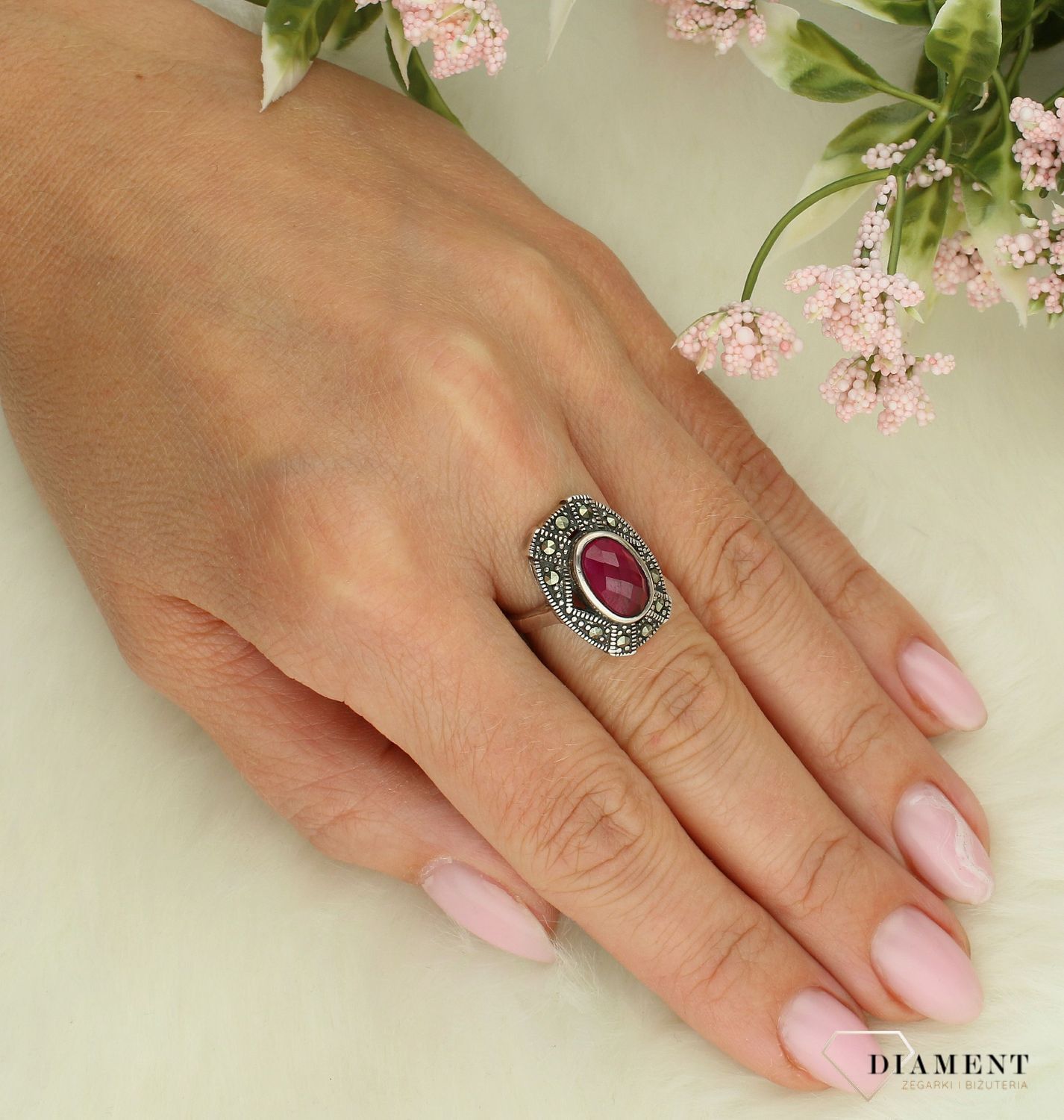 Srebrny pierścionek damski 925 z markazytami rozmiar 11 DIA-PRS-7278-925.jpg