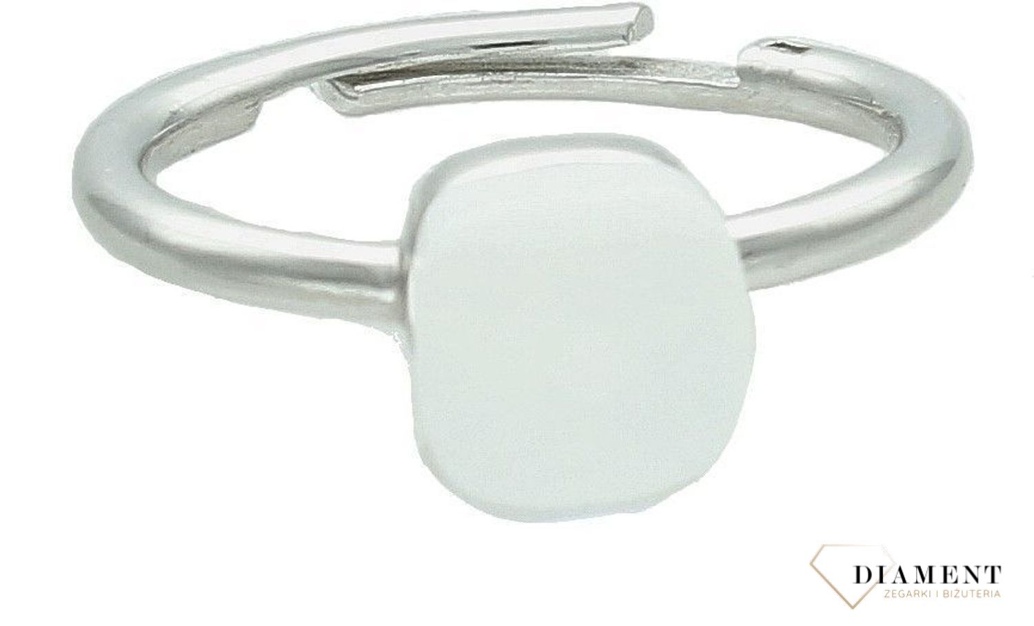 Srebrny pierścionek damski 925  z białym oczkiem rozmiar 14 DIA-PRS-7291-925. Pierścionek regulowany. Srebrny pierścionek damski. Pierścionek srebrny dla kobiety. Srebrny pierścionek damski na prezent..jpg