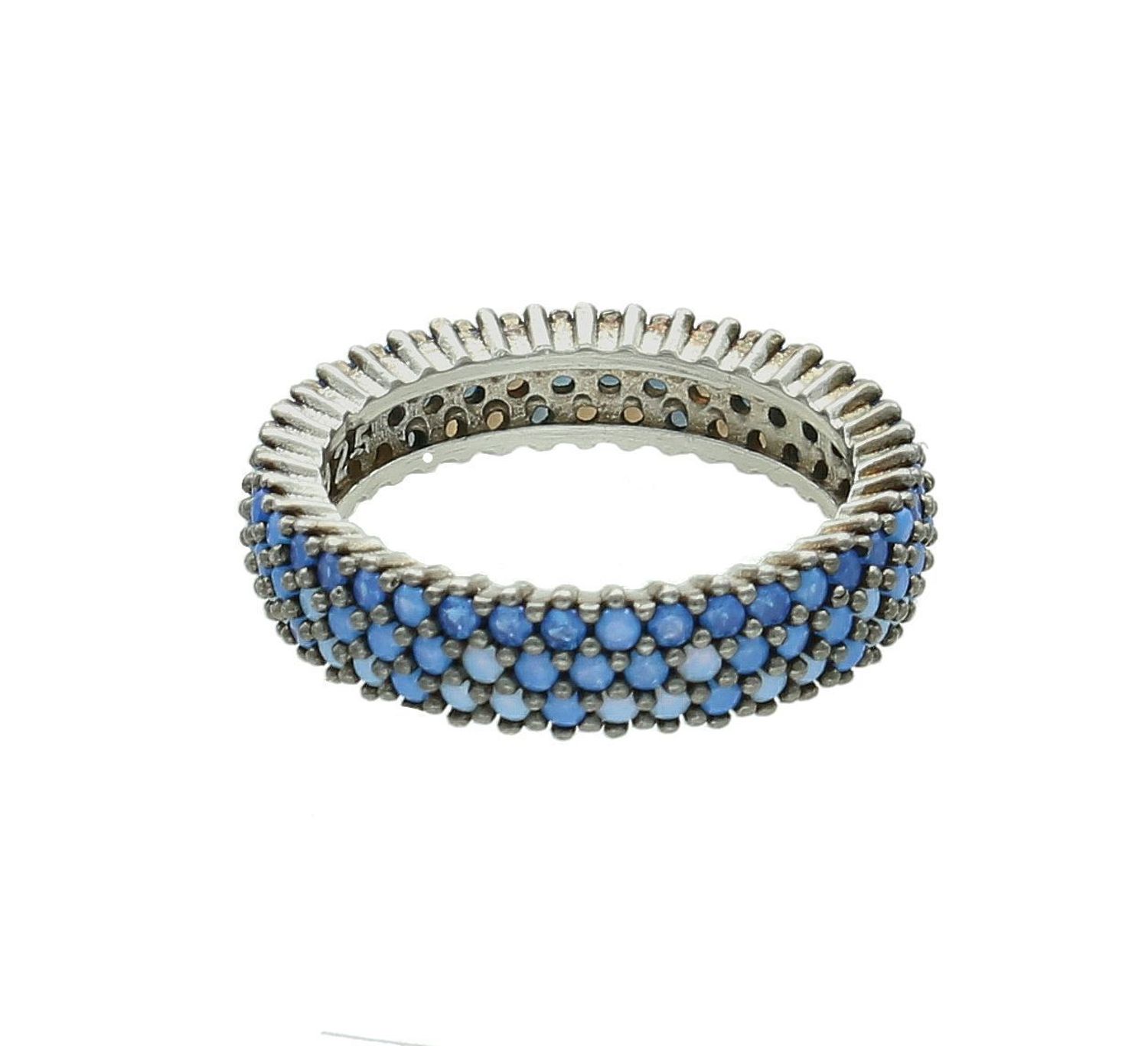 Srebrny pierścionek damski 925 obrączka z niebieskimi cyrkoniami DIA-PRS-7305-925. Srebrny pierścionek damski. Pierścionek srebrny na prezent..jpg