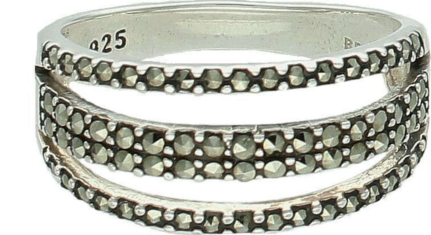 Srebrny pierścionek damski 925 markazyty rozmiar 18 DIA-PRS-7344-925. Srebrny pierścionek damski. Srebrny pierścionek z kamieniami. Pierścionek srebrny damski z markazytami na prezent. Srebrny pierścionek dla ukoc.jpg