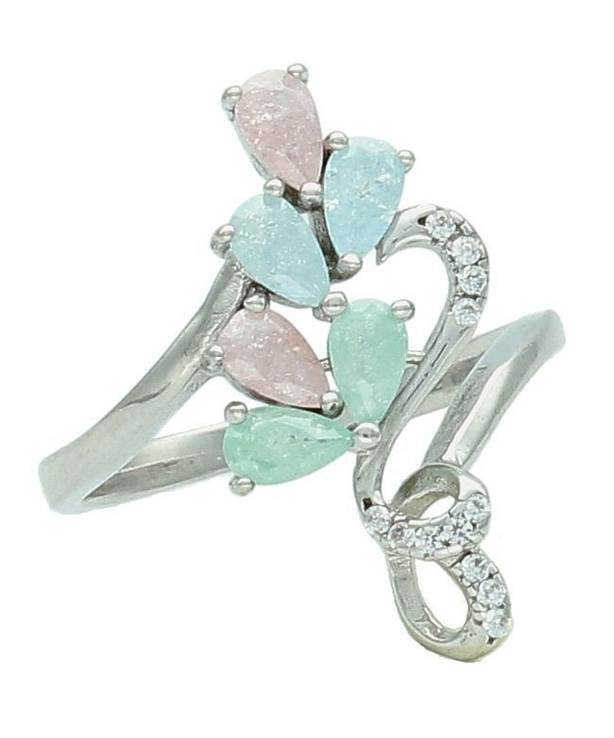 Pierścionek srebrny zdobiony cyrkoniami srebro 925, DIA-PRS-7350-925 Srebrny pierścionek wykonany z najwyższej jakości srebra o prostej formie. Idealny pomysł na prezent dla każdej kobiety. 1.jpg