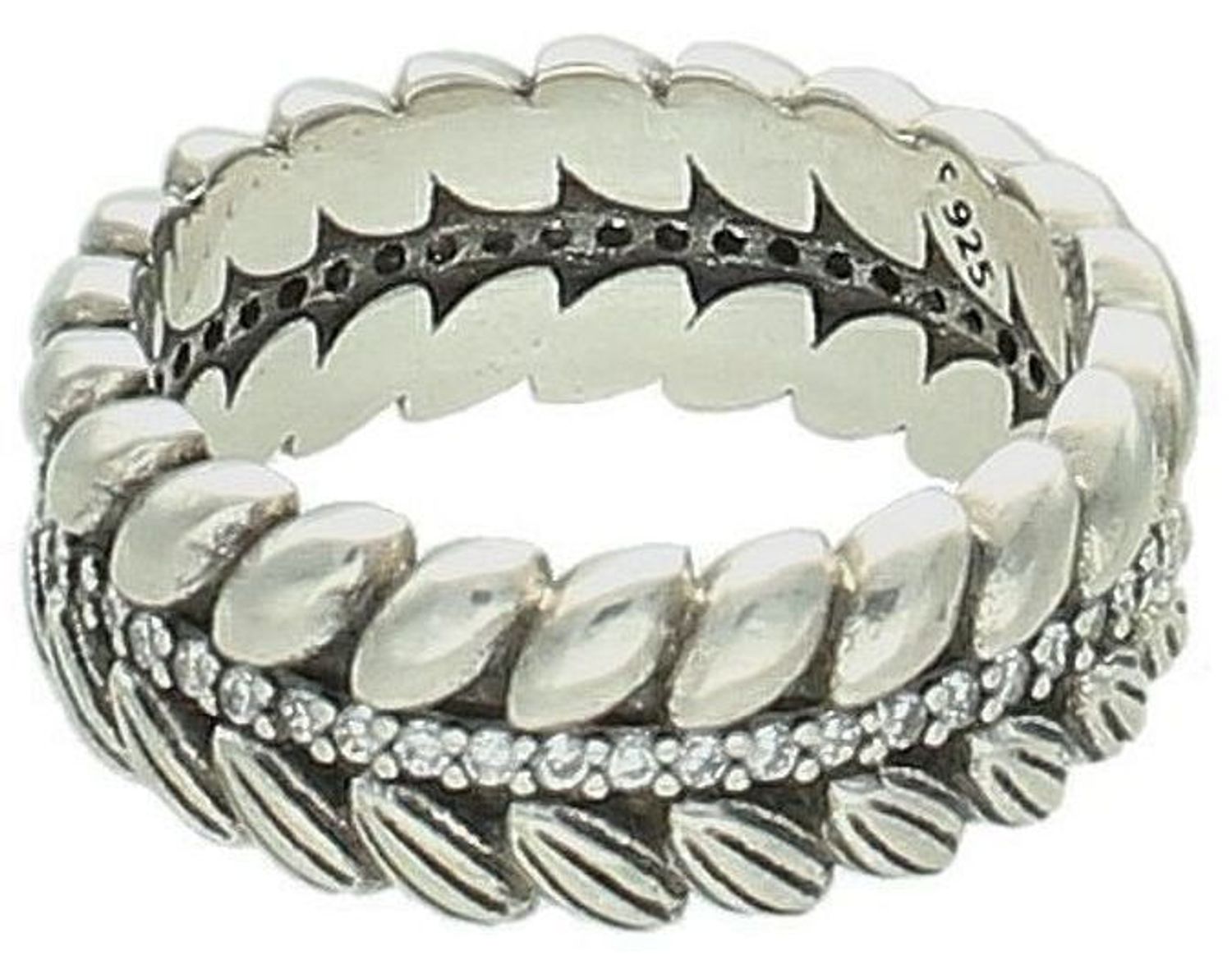 Srebrny pierścionek damski 925 obrączka listki z cyrkoniami rozmiar 17 DIA-PRS-7354-925.jpg