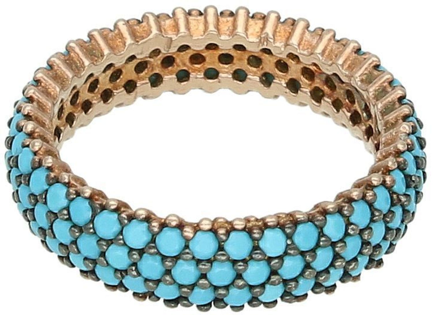 Srebrny pierścionek 925 obrączka z trzech rzędów  niebieskiej cyrkonii DIA-PRS-7361-925.jpg