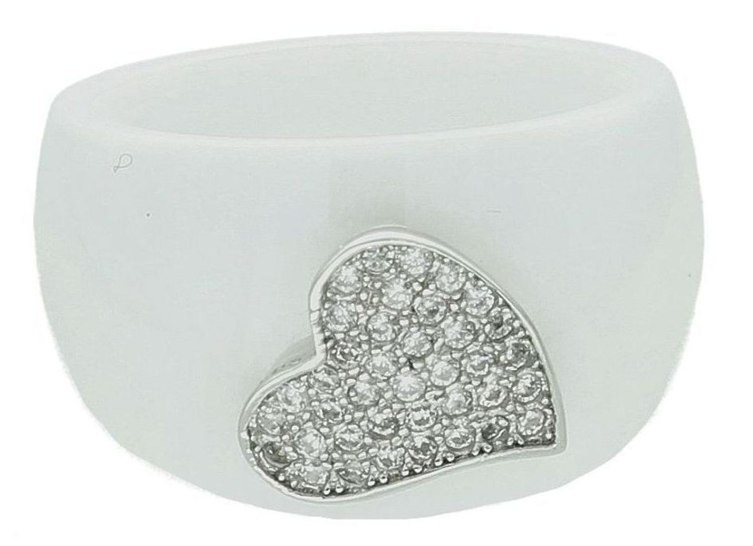 Srebrny pierścionek damski 925 biała ceramika z serduszkiem rozmiar 12 DIA-PRS-7370W-925.jpg