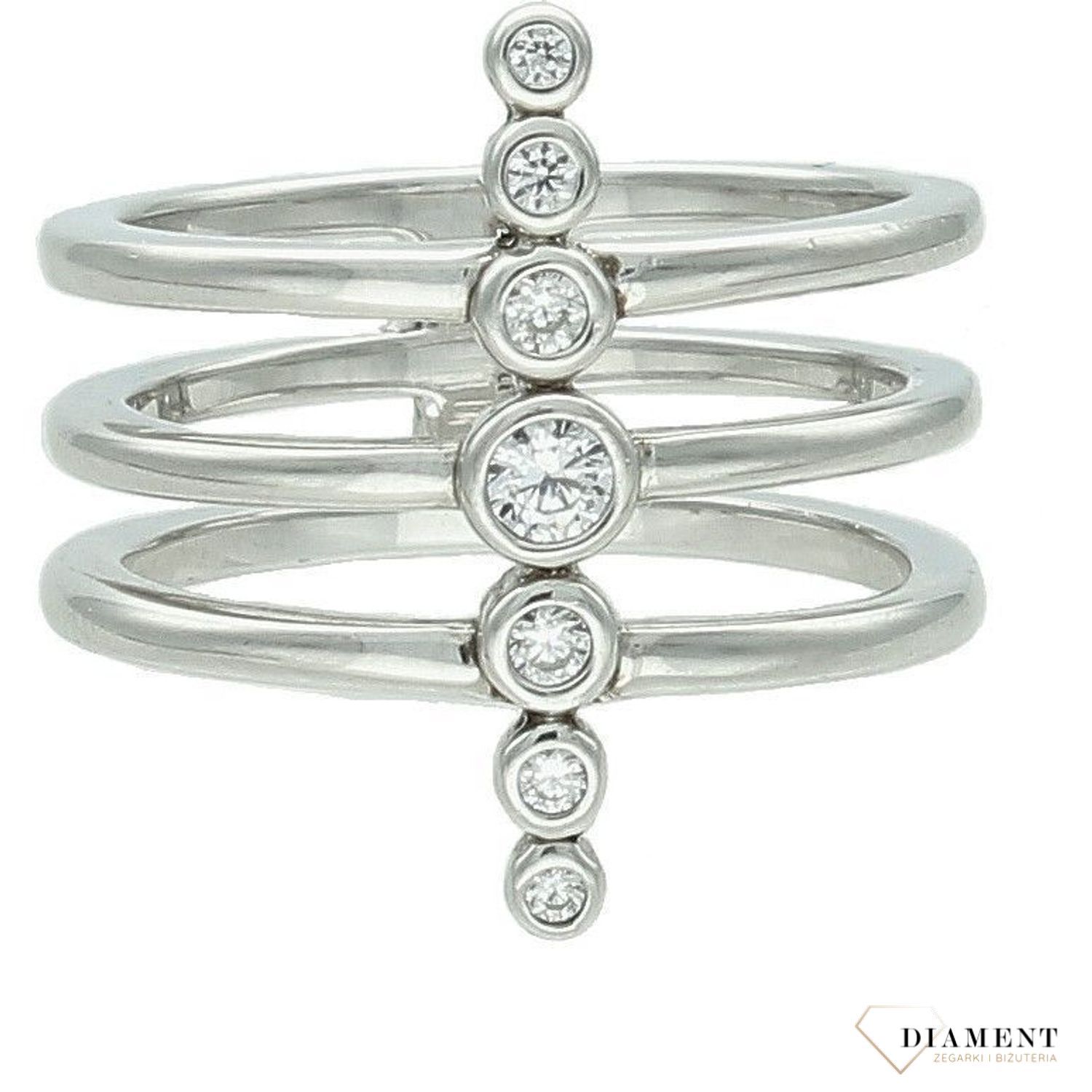 Srebrny pierścionek damski 925 szeroka obrączka pasmo cyrkonii DIA-PRS-7372-925. Srebrny pierścionek damski. Pierścionek srebrny dla kobiety. Srebrny pierścionek damski na prezent. Szeroki pierścionek damski..jpg