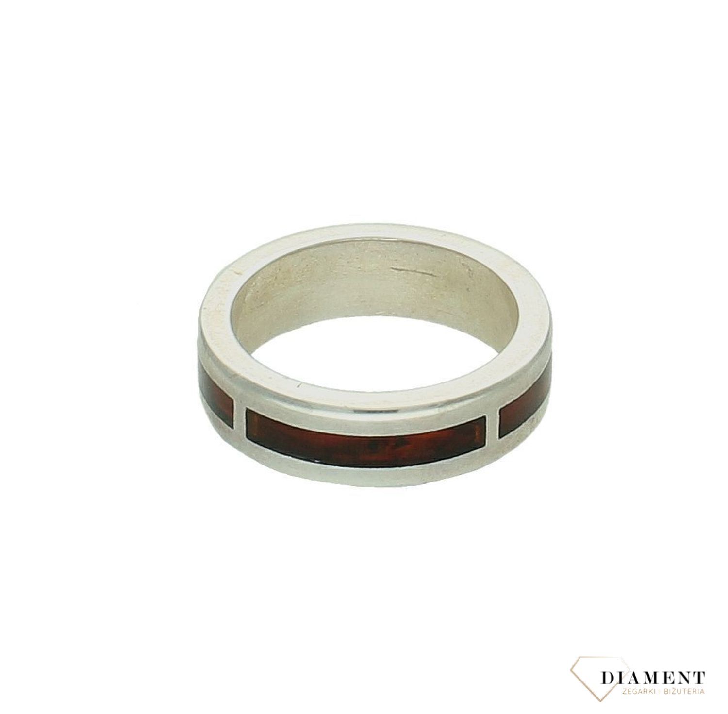 Srebrny pierścionek damski 925 obrączka z bursztynem rozmiar 18 DIA-PRS-7373-925. Srebrny pierścionek damski. Pierścionek srebrny dla kobiety na prezent. Srebrny damski pierścionek z bursztynem..jpg