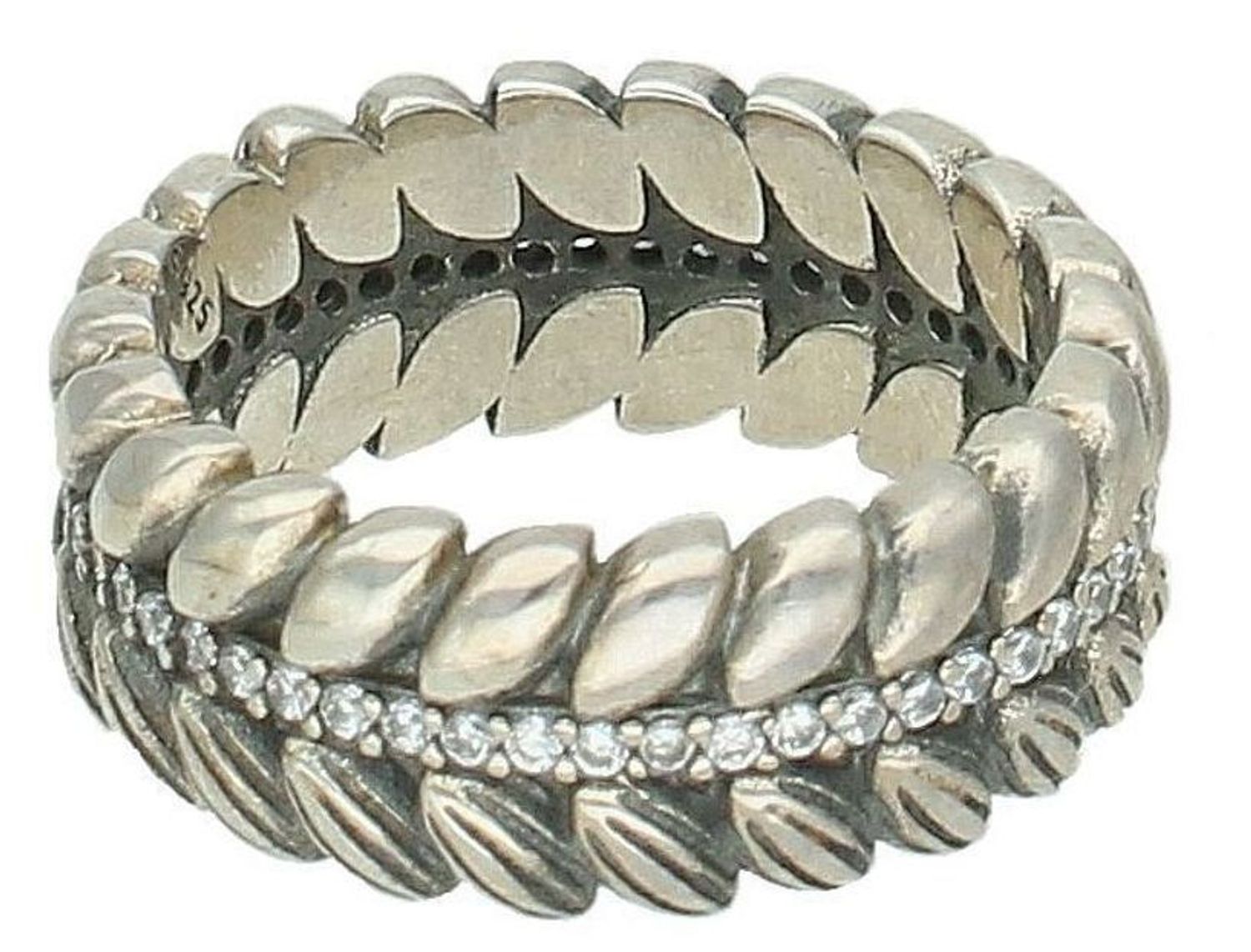 Srebrny pierścionek damski 925 ozdobna obrączka z cyrkoniami rozmiar 9 DIA-PRS-7391-925.  Srebrny pierścionek damski. Pierścionek srebrny dla kobiety na prezent..jpg